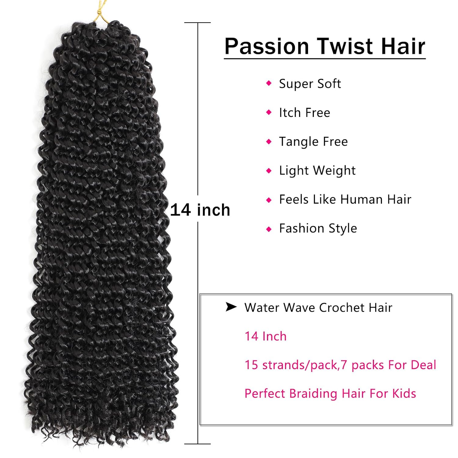 14 Inch 7 Packs Passion Twist Hair Water Wave Crochet Braiding & Twists - Image 7