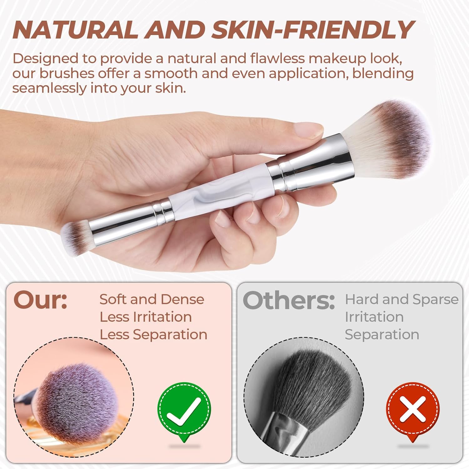Grey Double Ended Makeup Brush for Liquid Foundation and Blush Two-in-One Design - Image 4