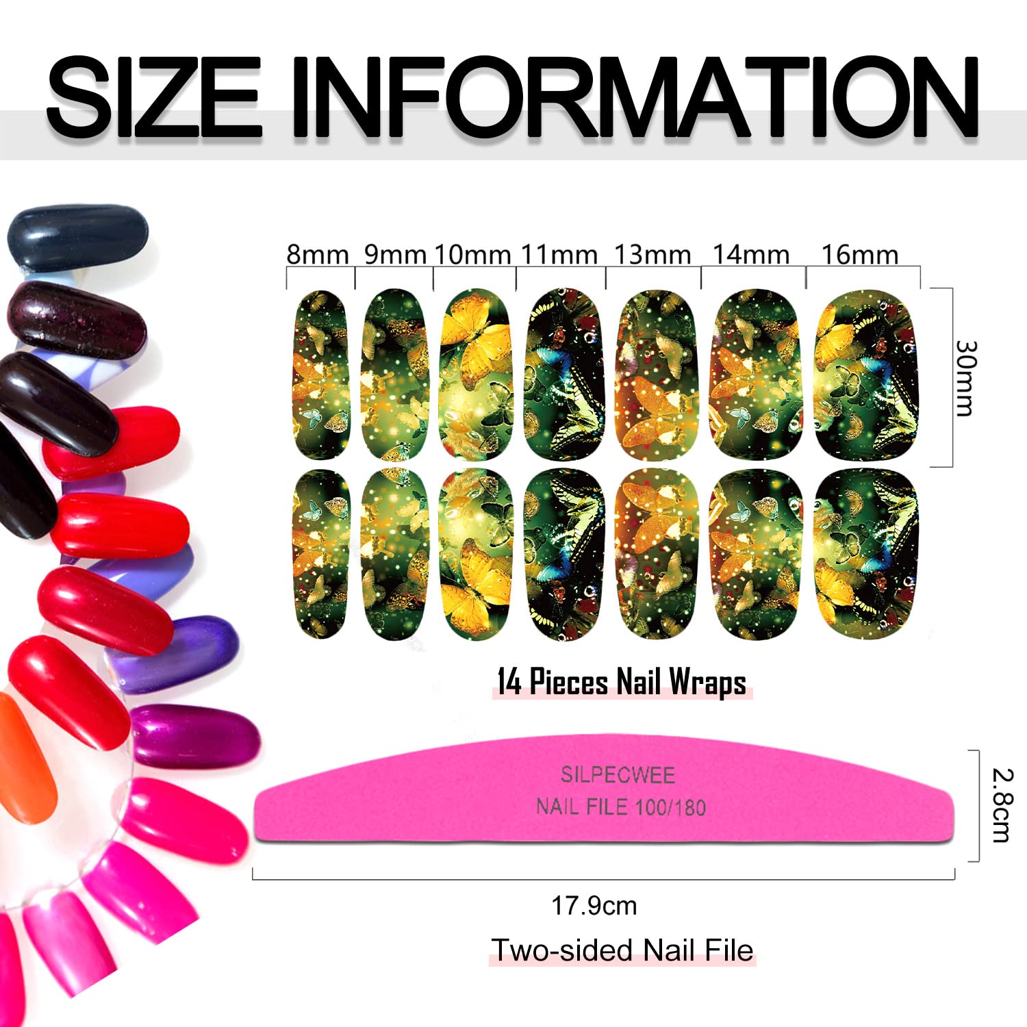 SILPECWEE 6 Sheets Floral Design Full Nail Polish Wraps Self-Adhesive Manicure Set - Image 6