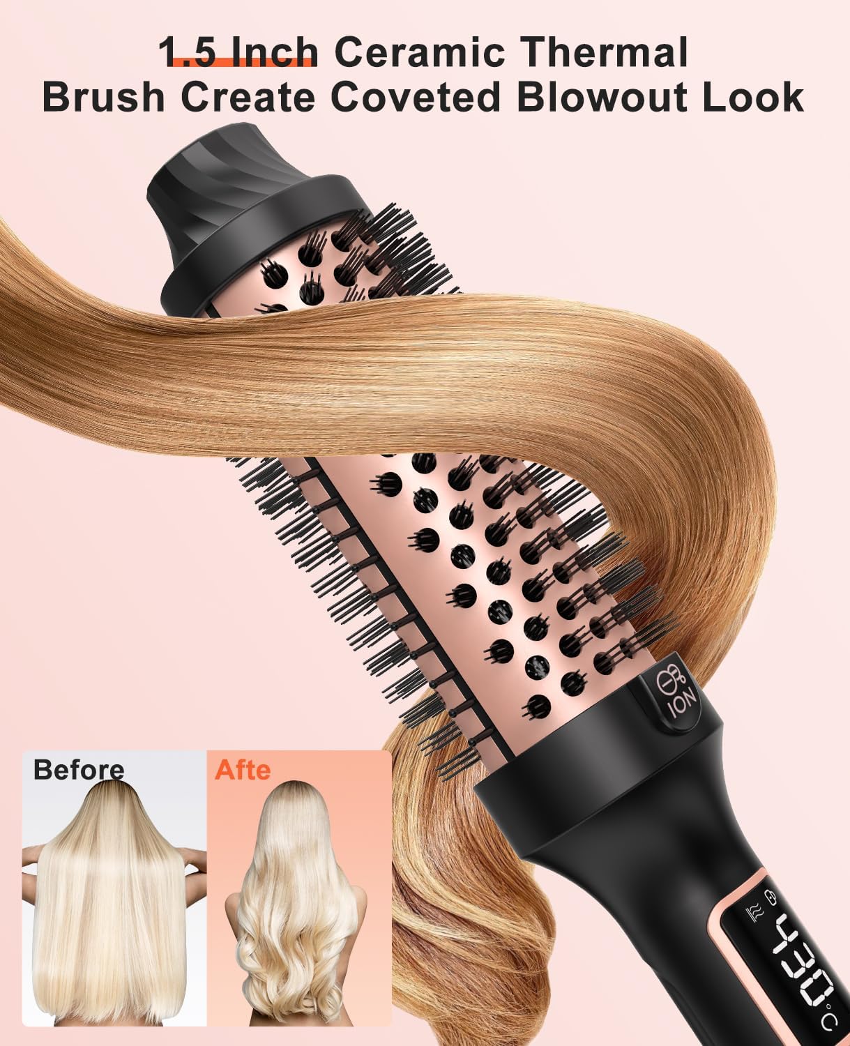 Nimmu 1.5 Inch Thermal Blowout Styling Brush with 10 Temperature Settings and Dual Voltage - Image 5