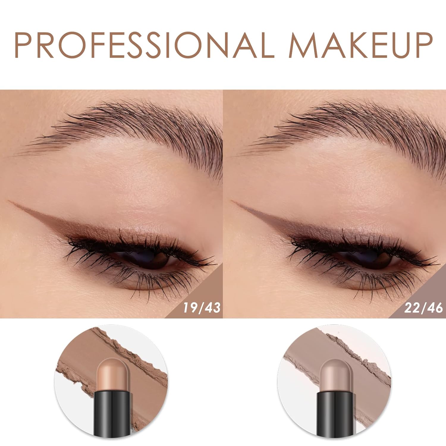 FOCALLURE 2 Piece Smoky Brown Waterproof Cream Eyeshadow Stick Set Long Lasting - Image 5