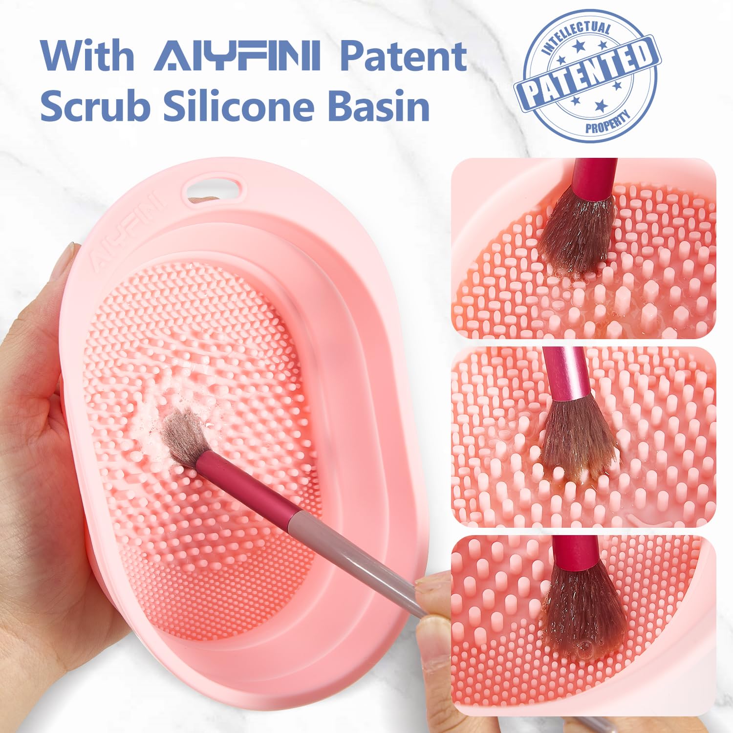 Alyfini 10.2 Fl Oz Makeup Brush Cleaner Solution and Scrub Basin Combo for Deep Cleaning - Image 6