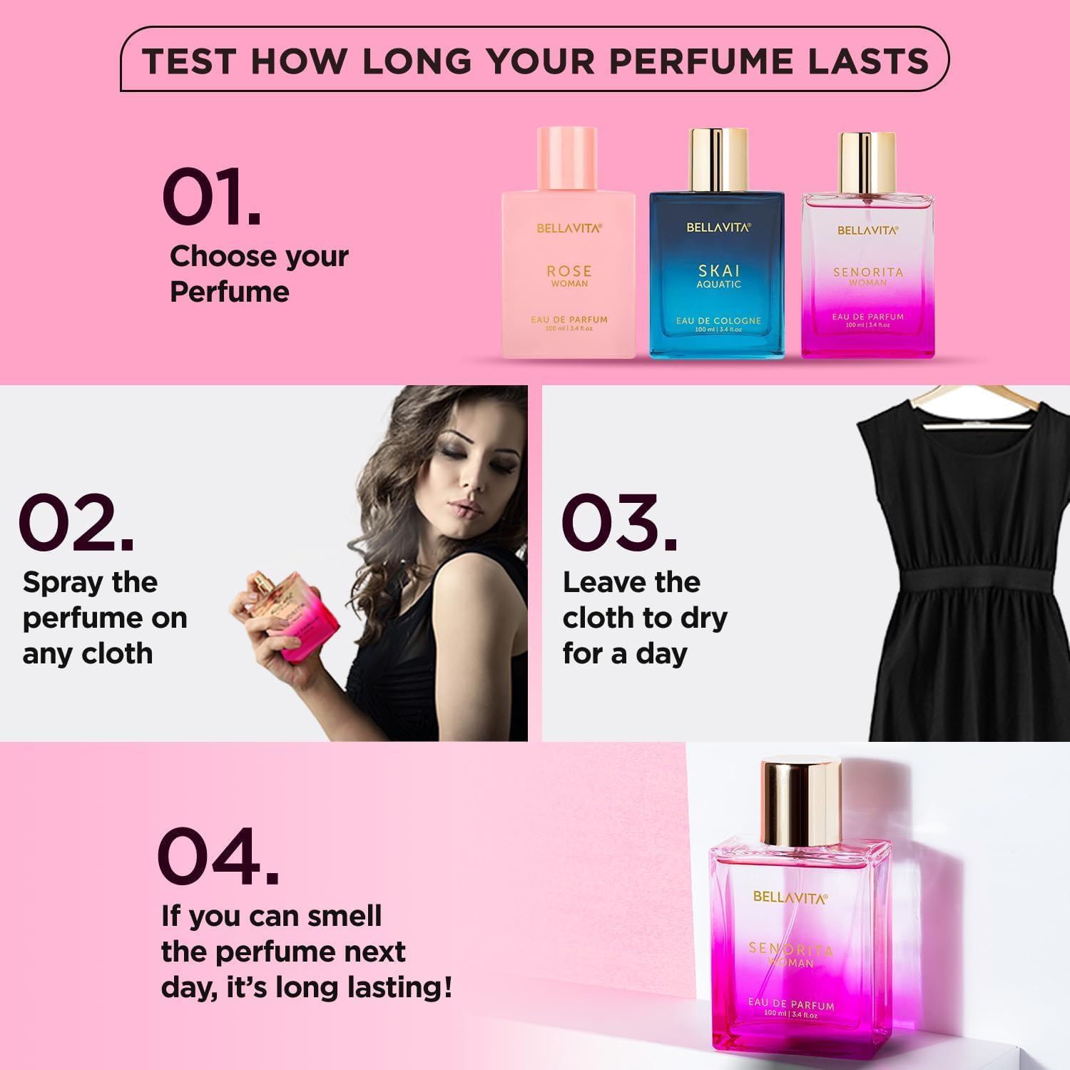 BellaVita Luxury SENORITA Women's Perfume 3.4 fl. oz Vegan Floral Fruity Vanilla Scent - Image 7