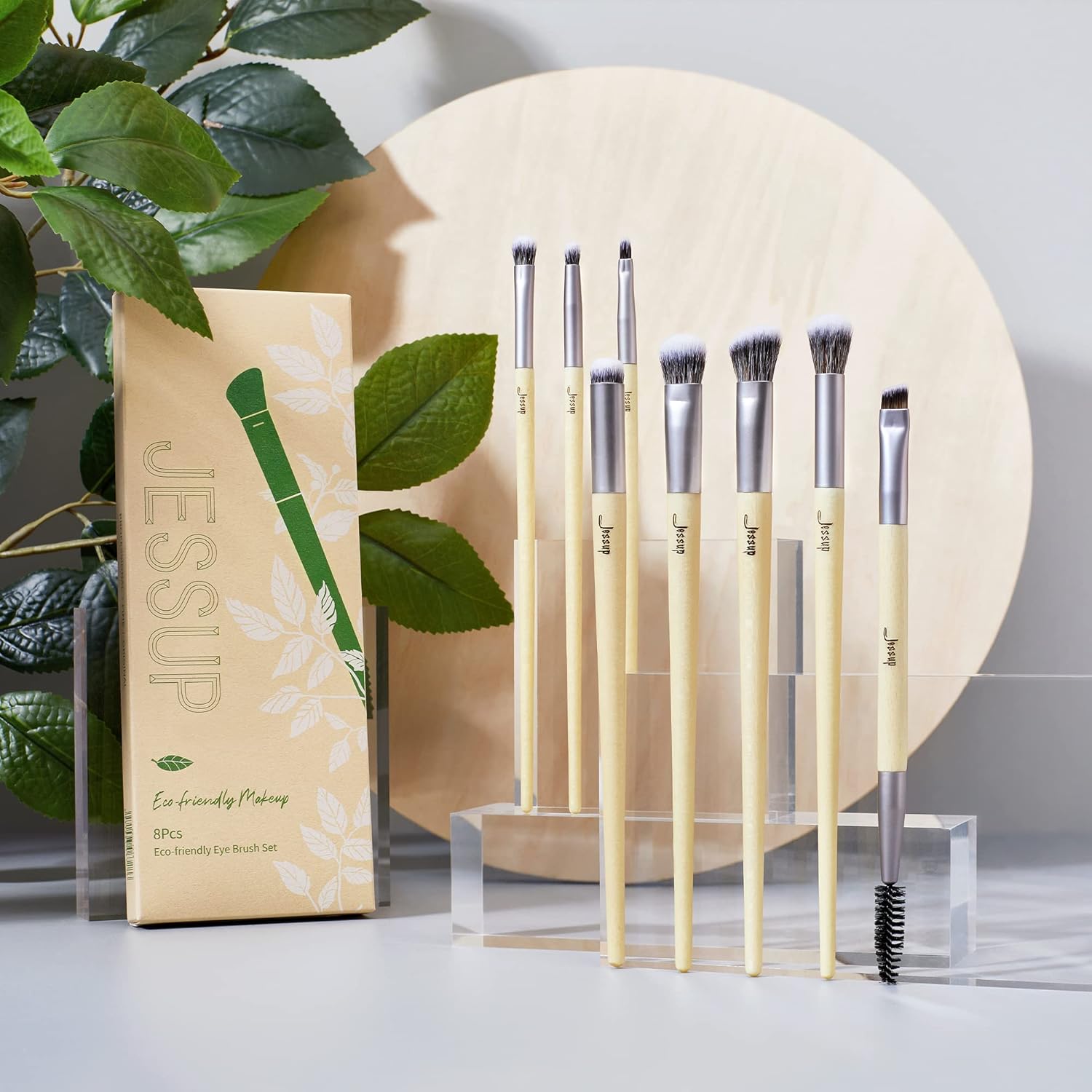 Jessup 8-Piece Cruelty-Free Eyeshadow Brush Set for Blending Concealer Eyebrow Eyeliner - Image 7
