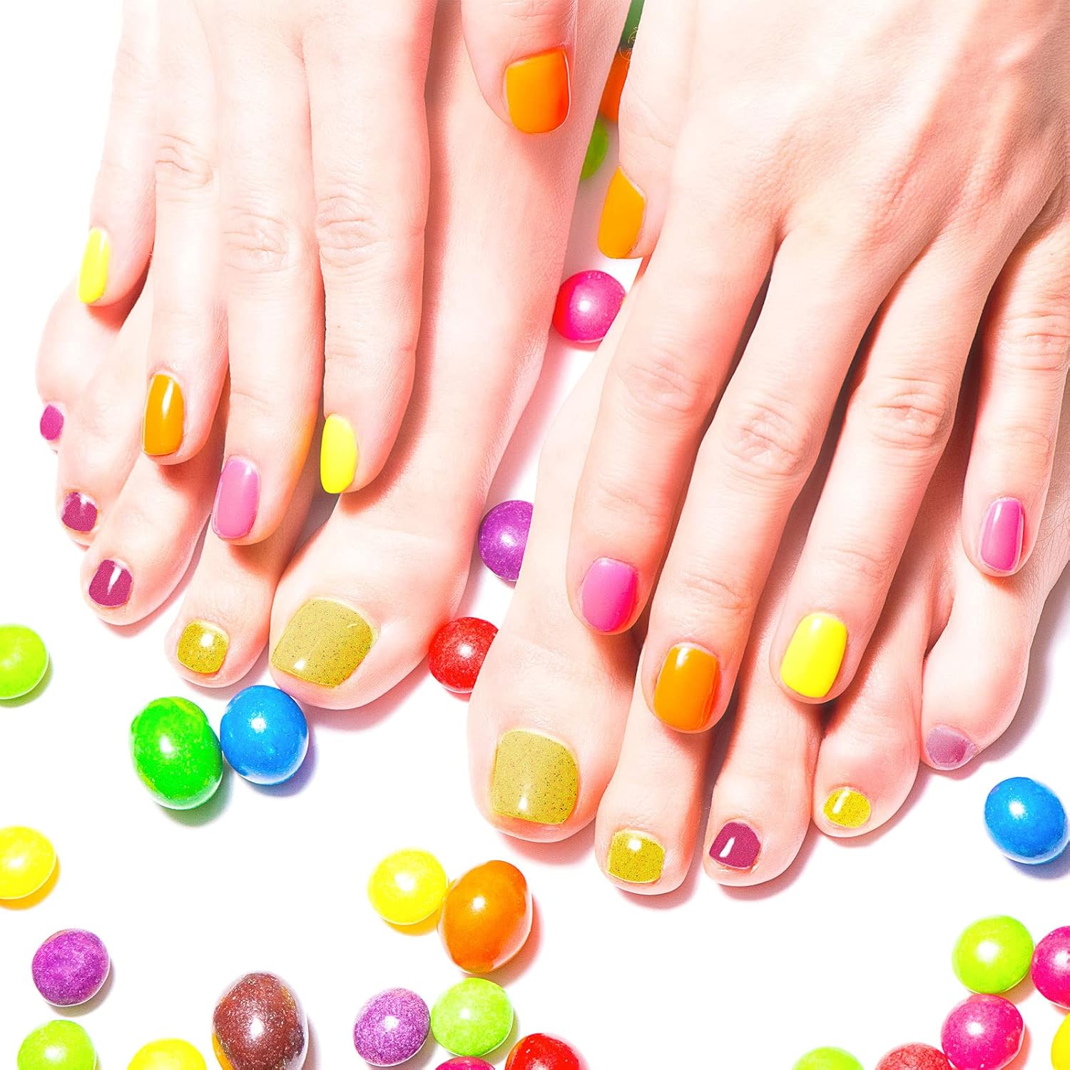 Maitys 440 Pcs Glitter Toenail Stickers with 2 Nail Files and Solid Color Wraps - Image 7