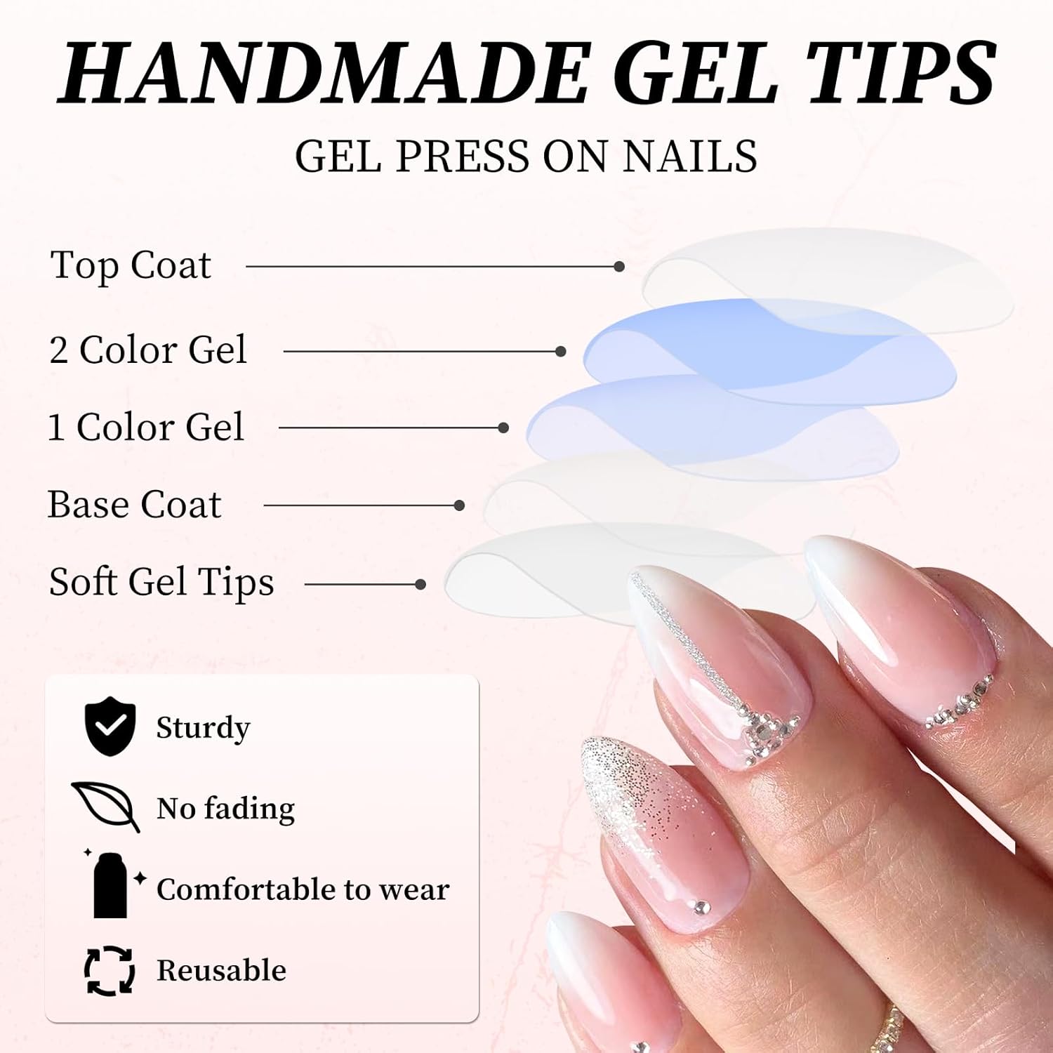 120 Pcs Glossy Square Ombre Press on Nails Full Cover Pink Artificial Fingernails for Women - Image 5