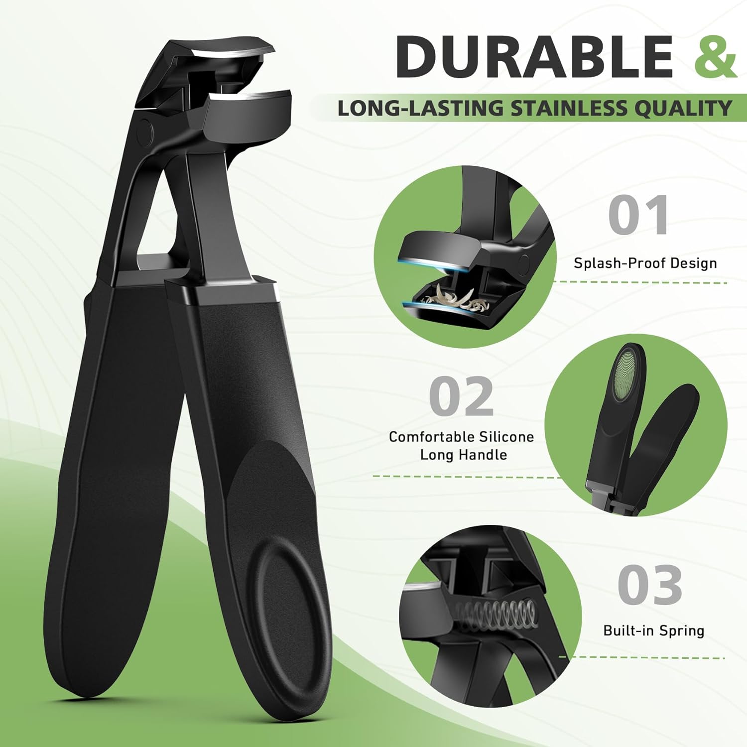 Baluca Large Black Angled Head Toe Nail Clippers for Men with Wide Jaw Catcher - Image 6