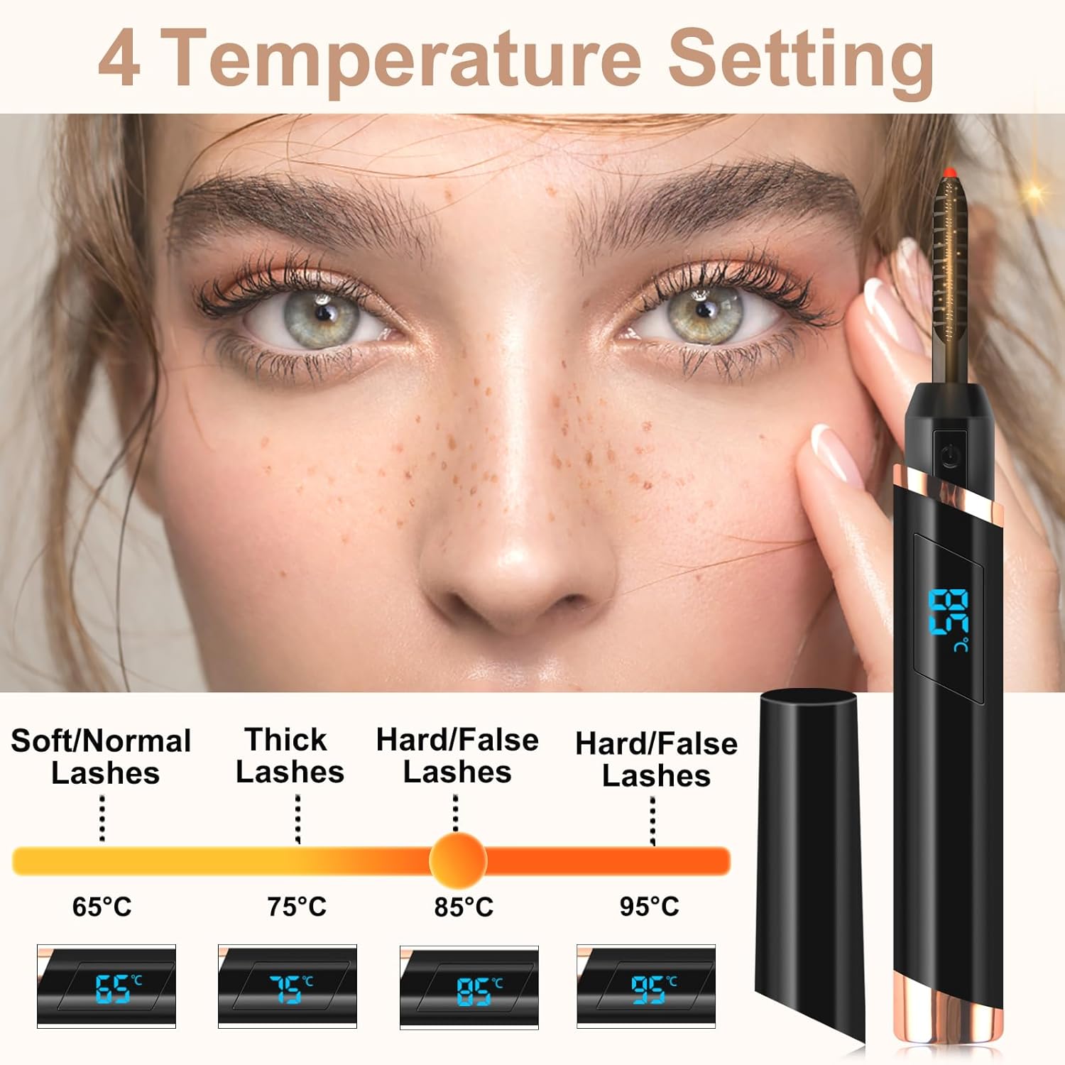 Rechargeable Heated Electric Eyelash Curler with Comb Black 2025 Model for 24-Hour Lasting Curls - Image 2