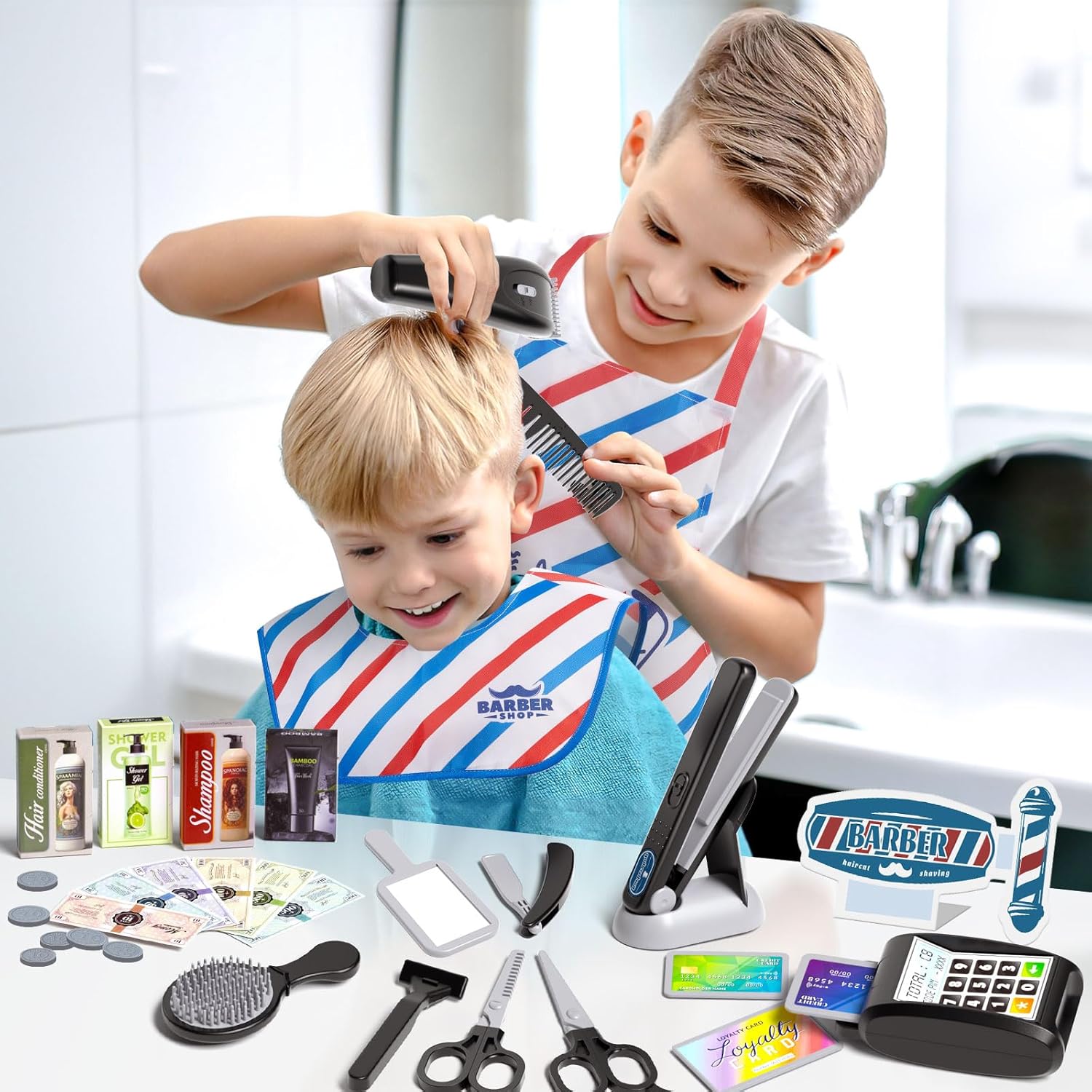 G.C 52-Piece Kids Hair Salon Toy Set for Pretend Play with Hairdryer and Accessories - Image 7