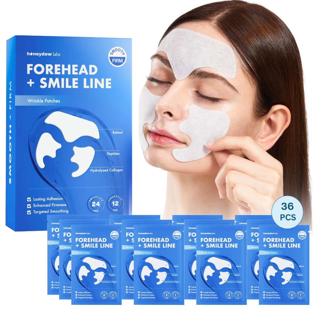 Forehead Wrinkle Patches and Smile Line Patches with Retinol, Collagen, Peptides- Anti Wrinkle Patches - Face Tape Overnight Wrinkle Treament for Woman for Smoothing and Firming (36PCS)