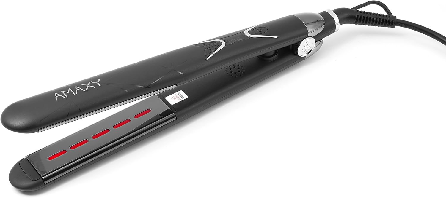 Professional Real Infrared Hair Straightener Flat Iron- Instant Heating Technology with 450F Temp Control in 30 Seconds - Frizz Free - Silkier - Single Pass - Last Longer - for All Hair Type