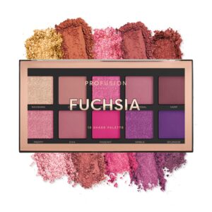 Profusion Cosmetics Fuchsia 10 Shades Eyeshadow Palette, High Pigment, Long-Wearing, Blendable Color Payoff