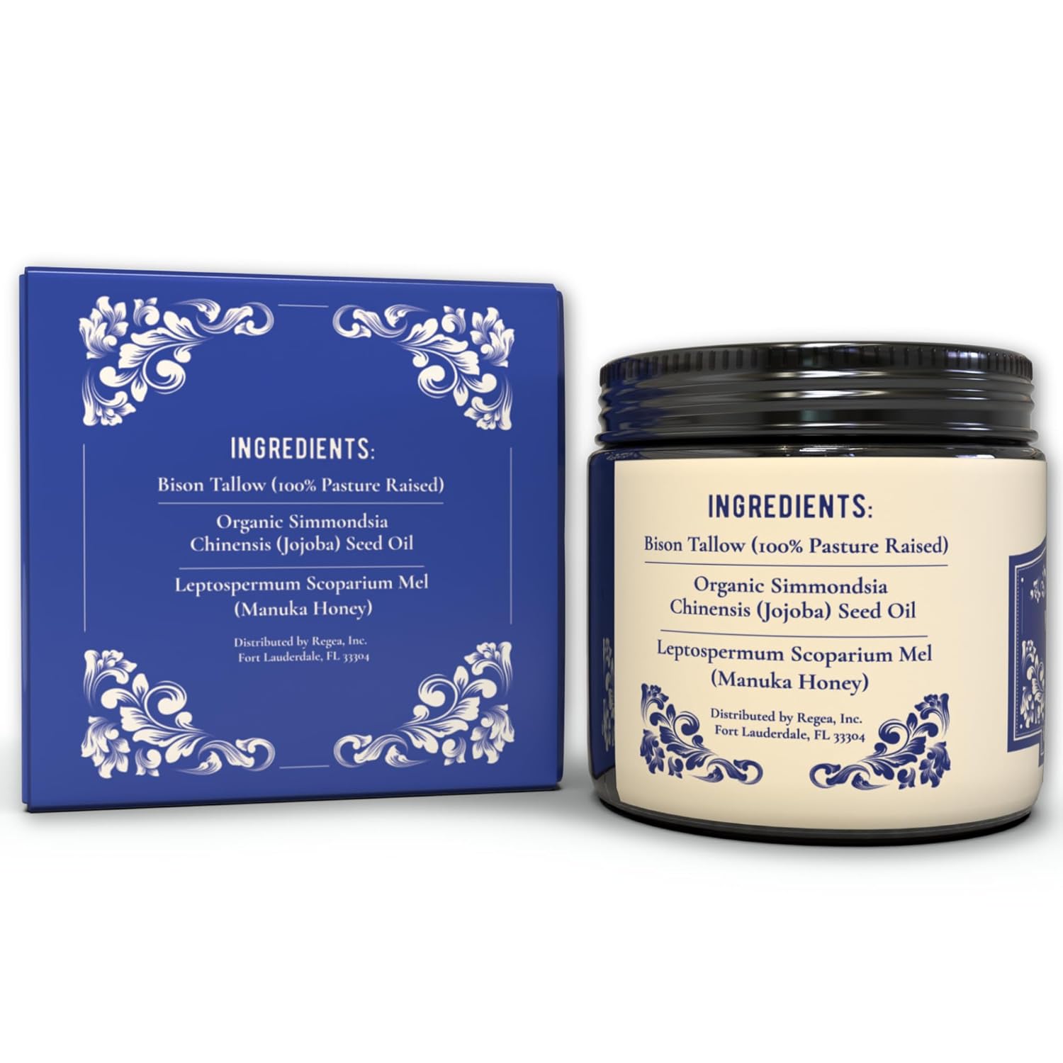 Unscented Whipped Bison Tallow Balm with Manuka Honey and Jojoba Oil, 2.5oz, Organic Face and Body Cream for Acne-Prone Skin - Image 2
