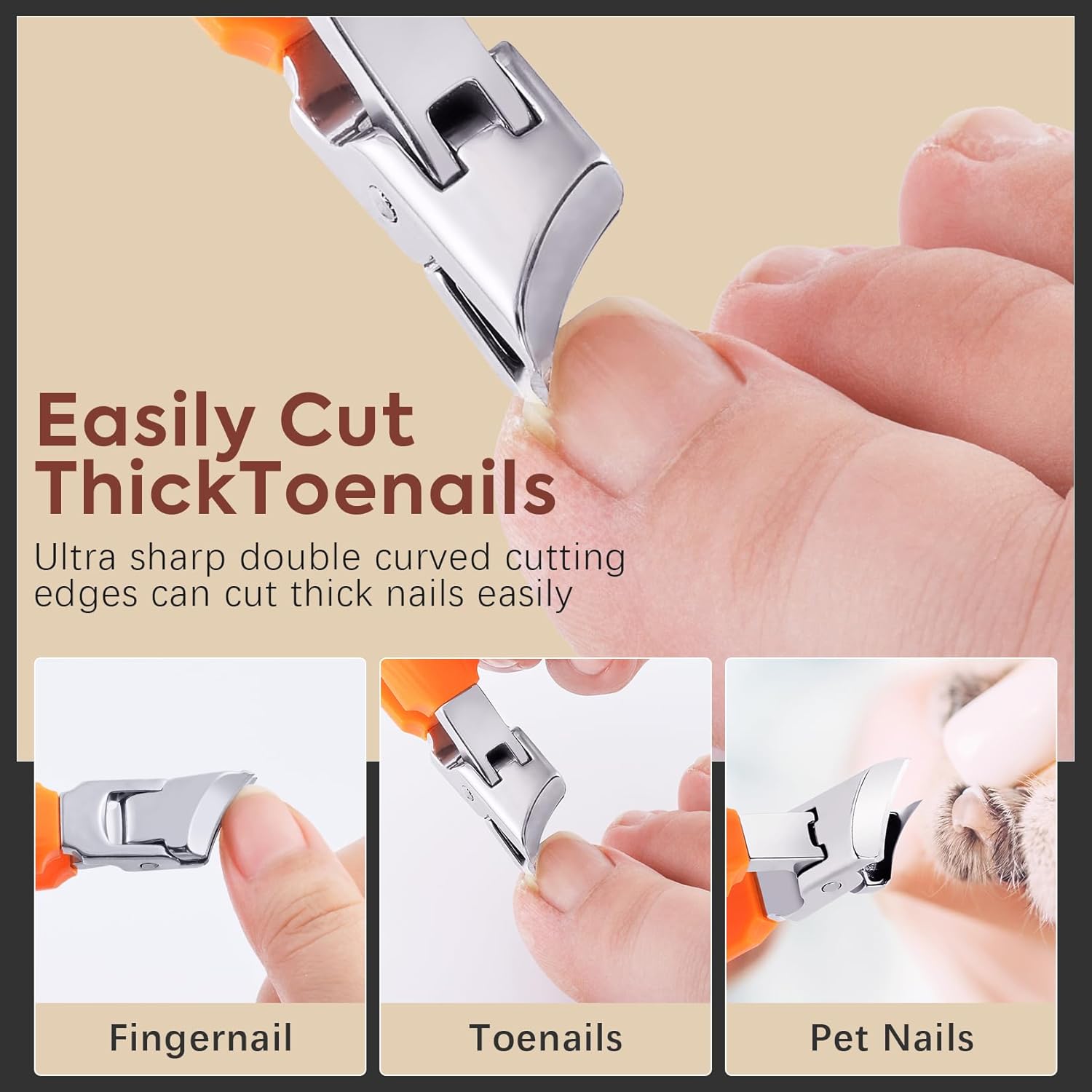 Slanted Nail Clipper, Wide Jaw, Long Handle, for Thick Toenails and Ingrown Nails - Image 6