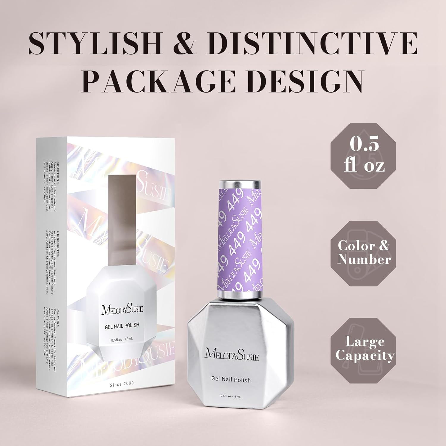 MelodySusie 15ML Soak Off Gel Nail Polish Lavender Purple UV LED Curing - Image 6