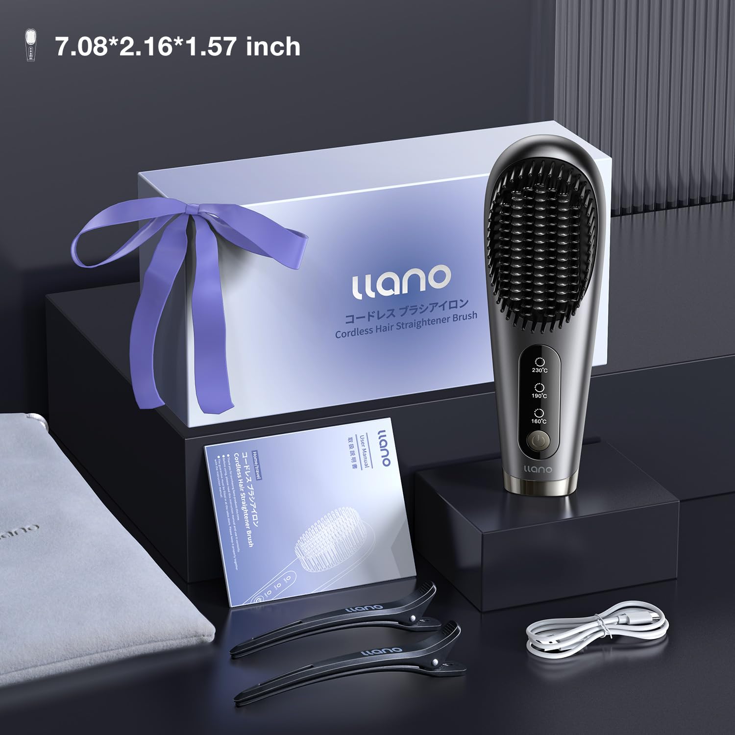 Llano 2024 Upgraded Portable Cordless Hair Straightener Brush 6400mAh Rechargeable Mini Comb - Image 7