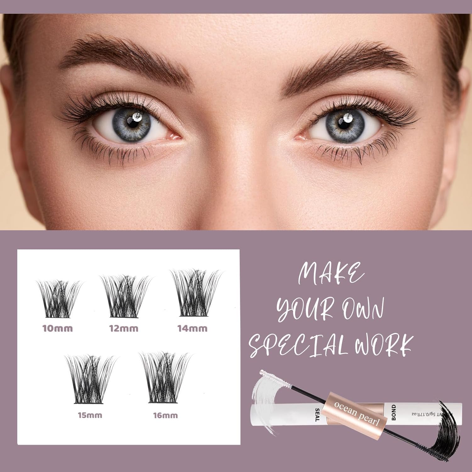 Individual Cluster Lashes Kit 120 Count 10-16mm C/D Curl with Applicator Bond Seal - Image 7
