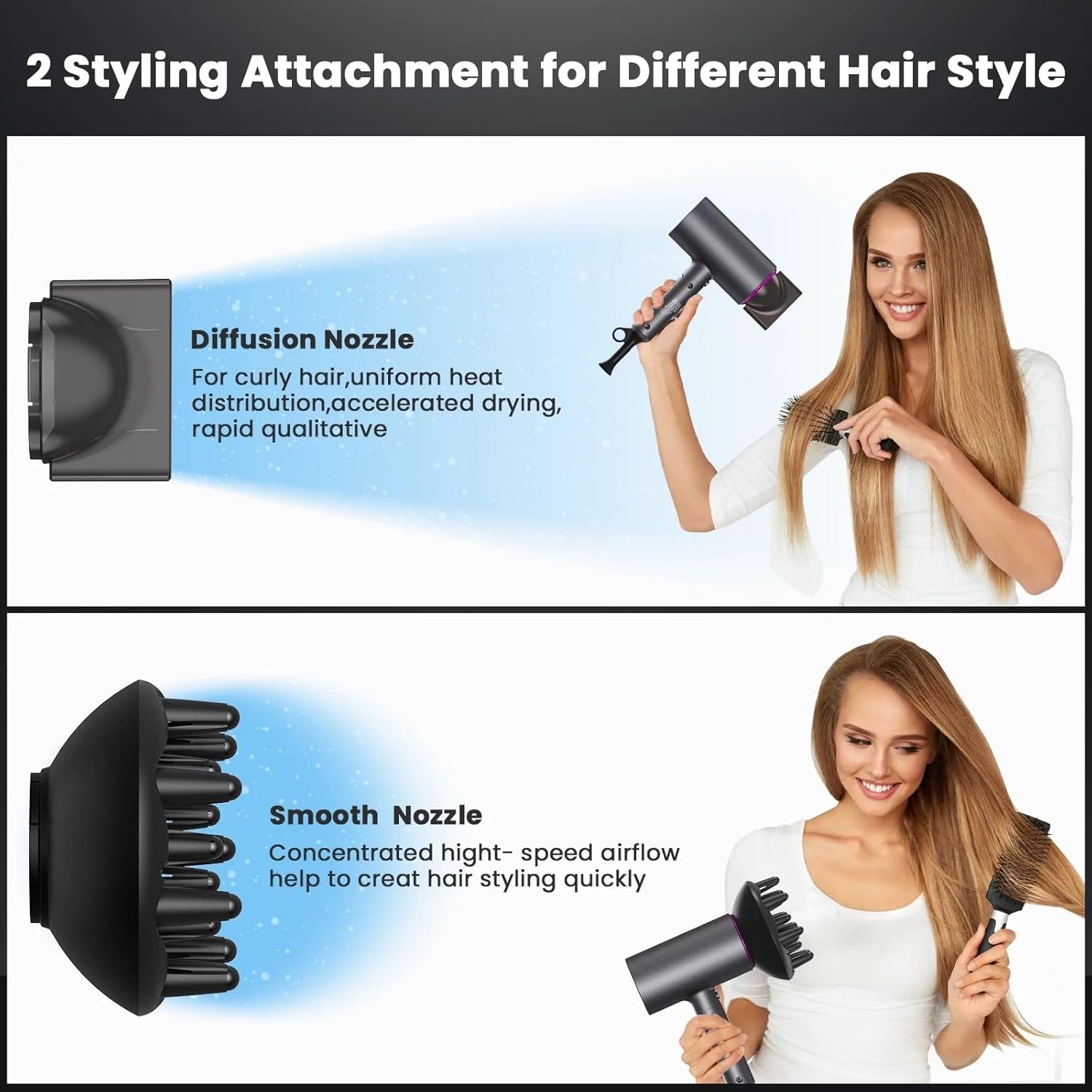 1800W Professional Lightweight Ion Hair Dryer with Foldable Handle for Quick Drying - Image 3