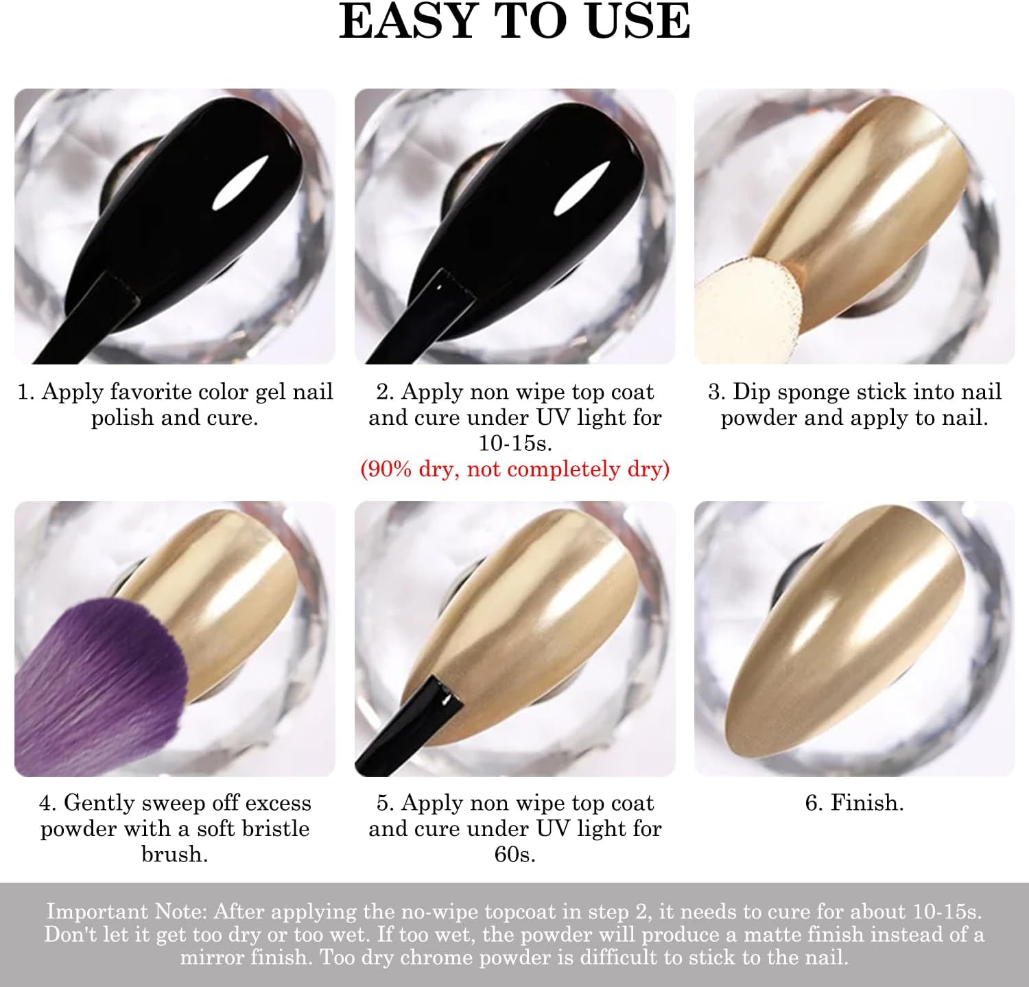 Holographic Purple Chrome Nail Powder for Gel Polish Reflective Aurora Pigment Tool - Image 5