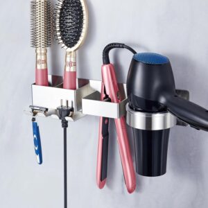 Stainless Steel Wall Mounted Hair Tool Organizer - Holder for Hair Dryer, Curling Iron & Straightener
