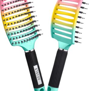 KTKUDY Wet or Dry Detangling Hair Brush for All Hair Types - Eliminates Knots & Reduces Breakage Hairbrush - Tangle Free Detangler Brush For Women Men & Kids, Single, 1 Count