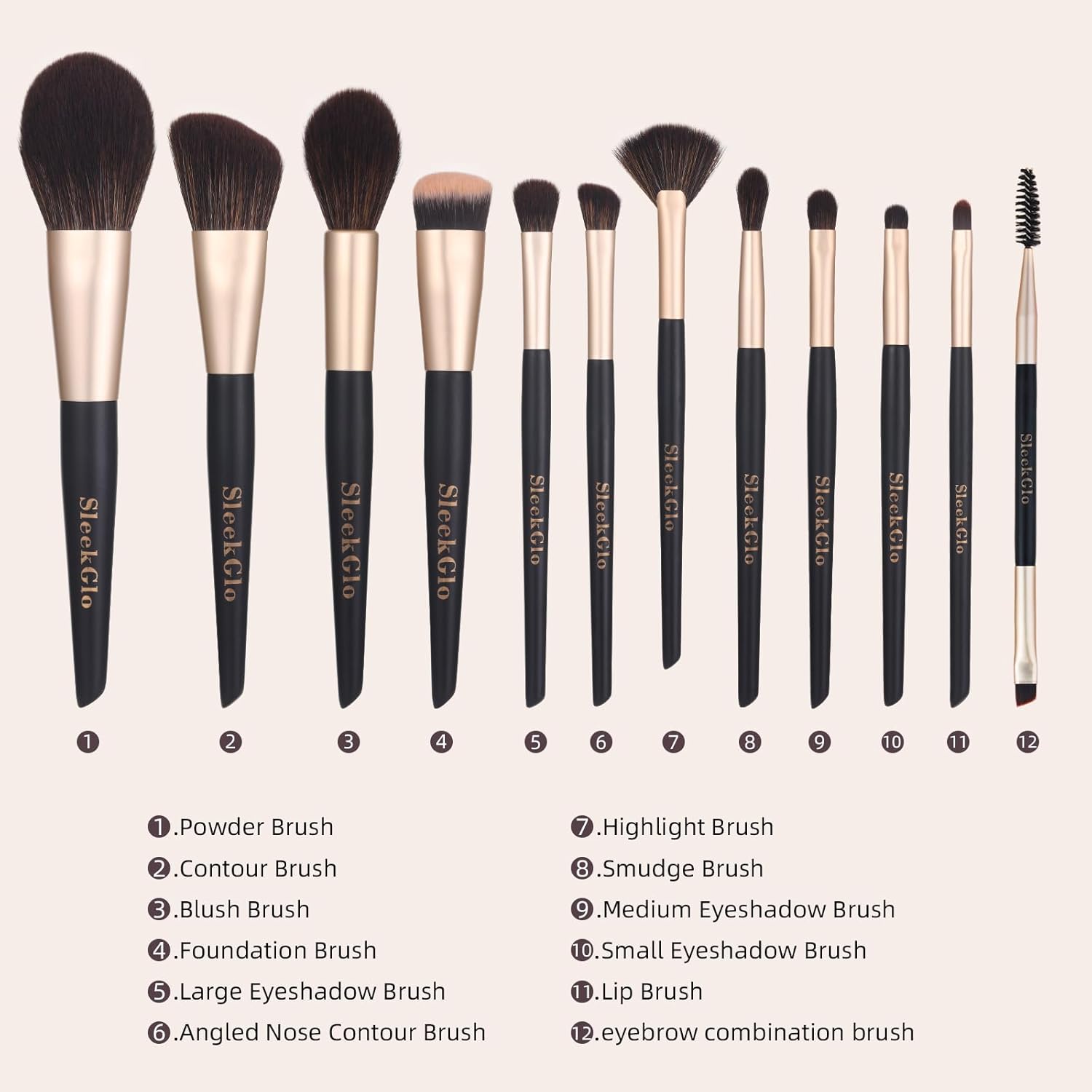 12-Piece Premium Synthetic Makeup Brush Set with Cleaner Box for Travel and Home Use - Image 2