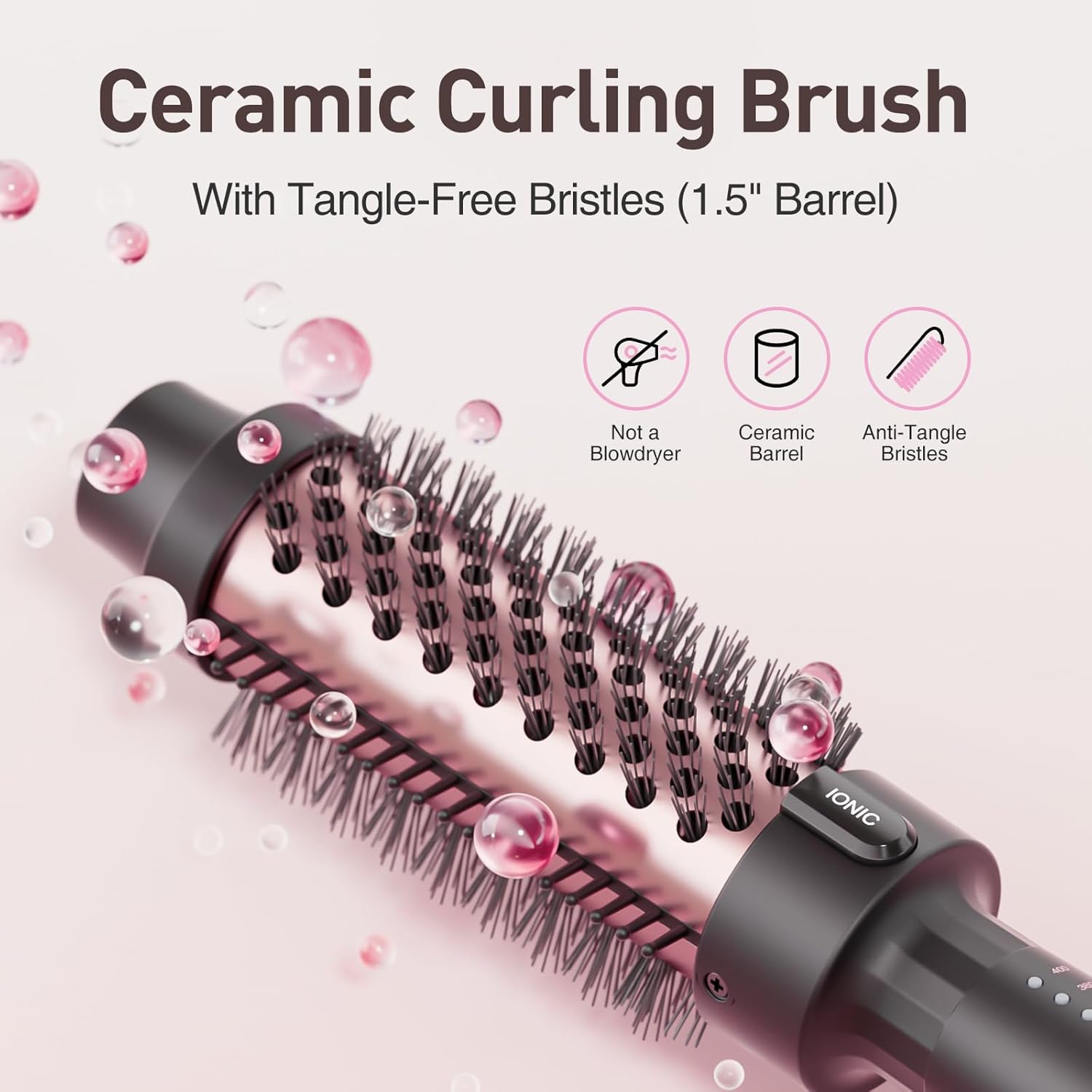 1.5 Inch Thermal Curling Brush with Fast Heating, 5 Temp Settings, Negative Ion Technology, Rose Gold - Image 6
