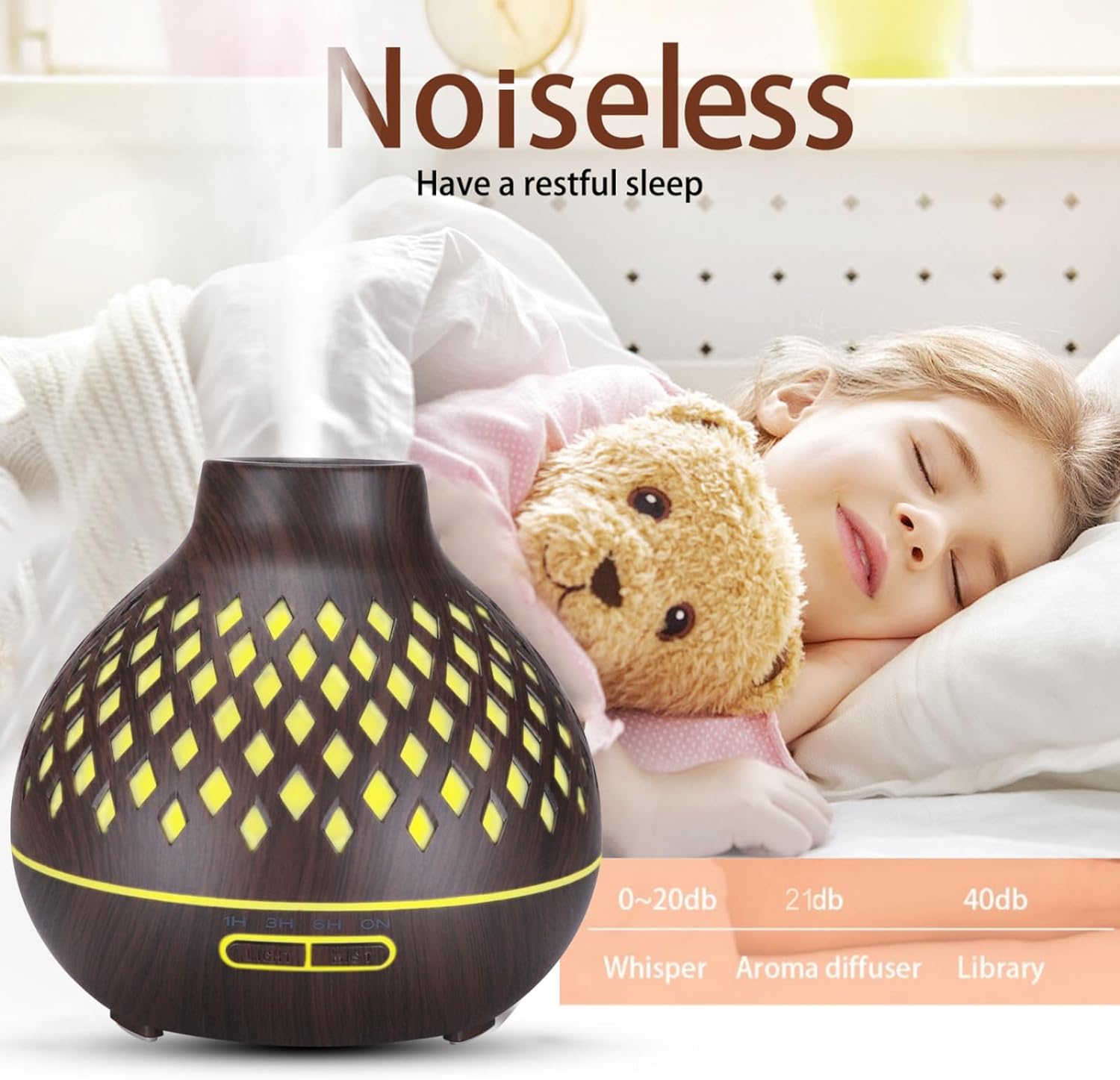 500ml Essential Oil Diffuser with Remote Control, 7 LED Colors, Auto-Off, Home and Office Use - Image 3