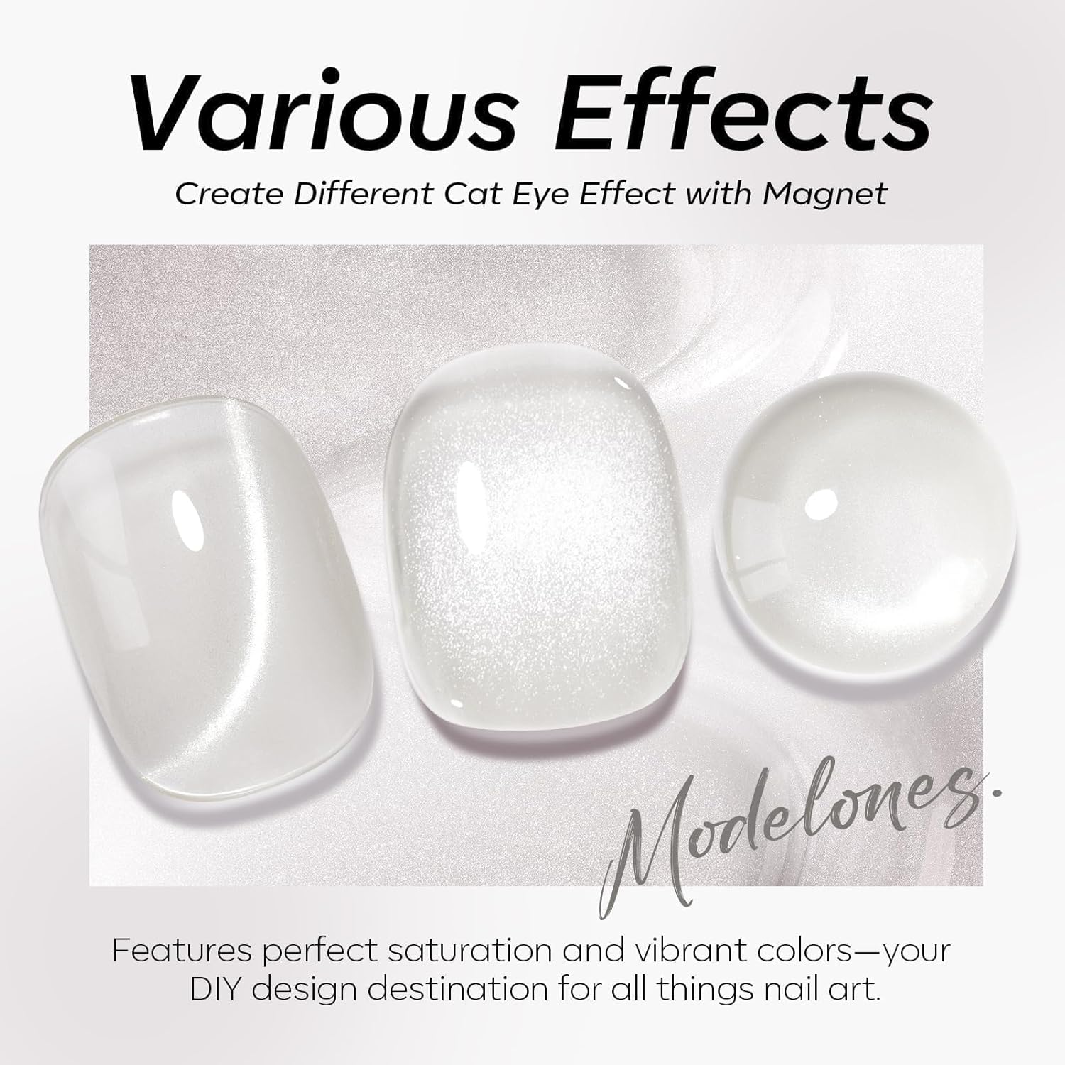 Modelones 15 ML Silver Nude Glitter Holographic Cat Eye Gel Nail Polish - Image 2