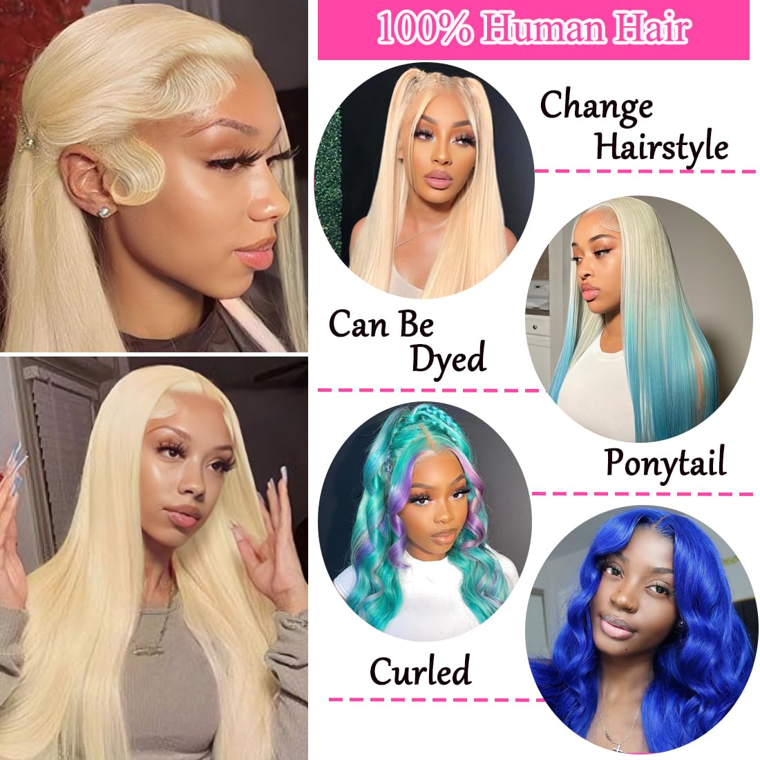Blonde 20 Inch 180% Density 13x6 HD Transparent Lace Front Human Hair Wig - Image 4