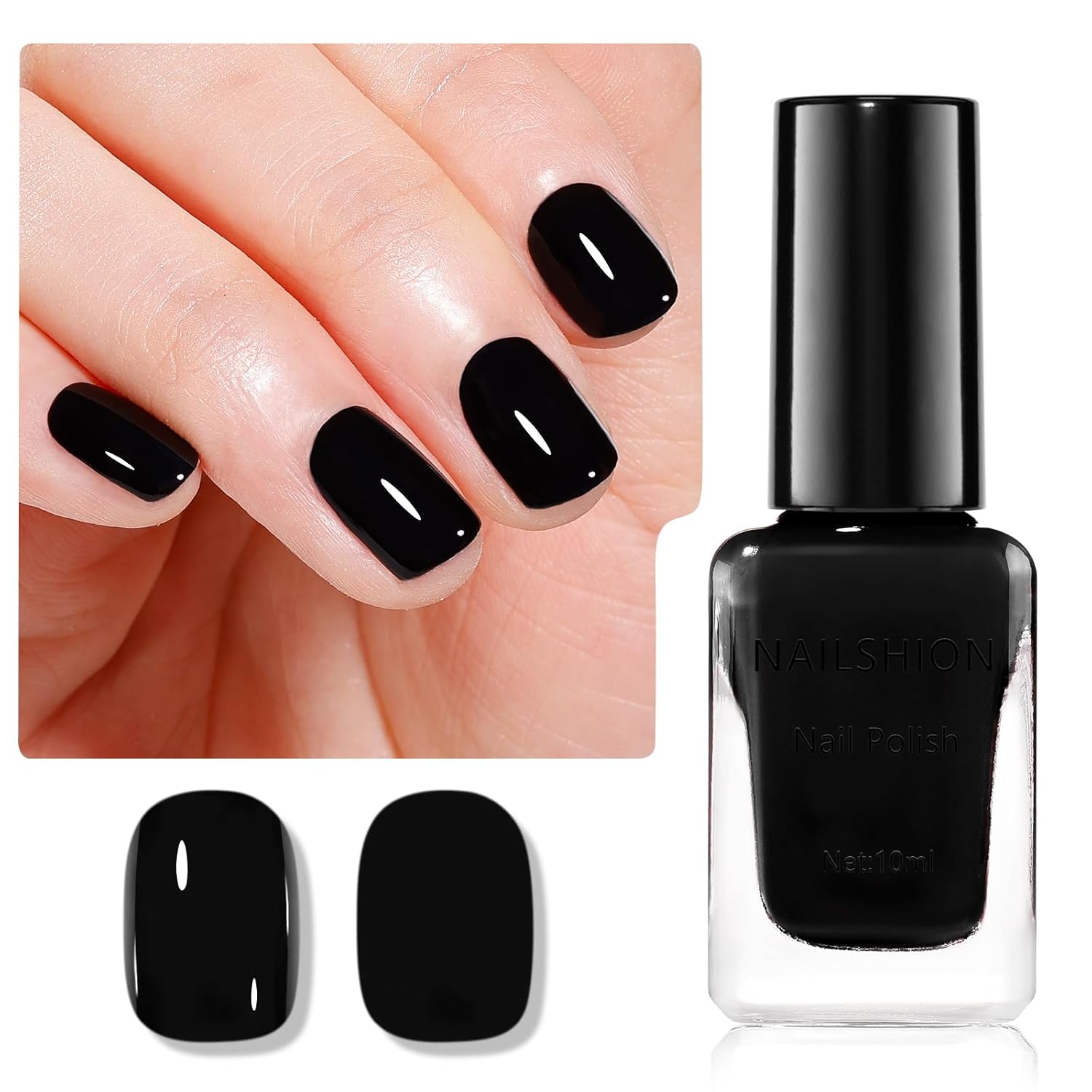 Black Nail Polish French Nail Art Regular Nail Polish 9-Free Vegan Rich in Castor Oil Fast Air Dry Classic Toe Fingernail Polish Manicure Salon DIY Design at Home Gift for Girls Woman