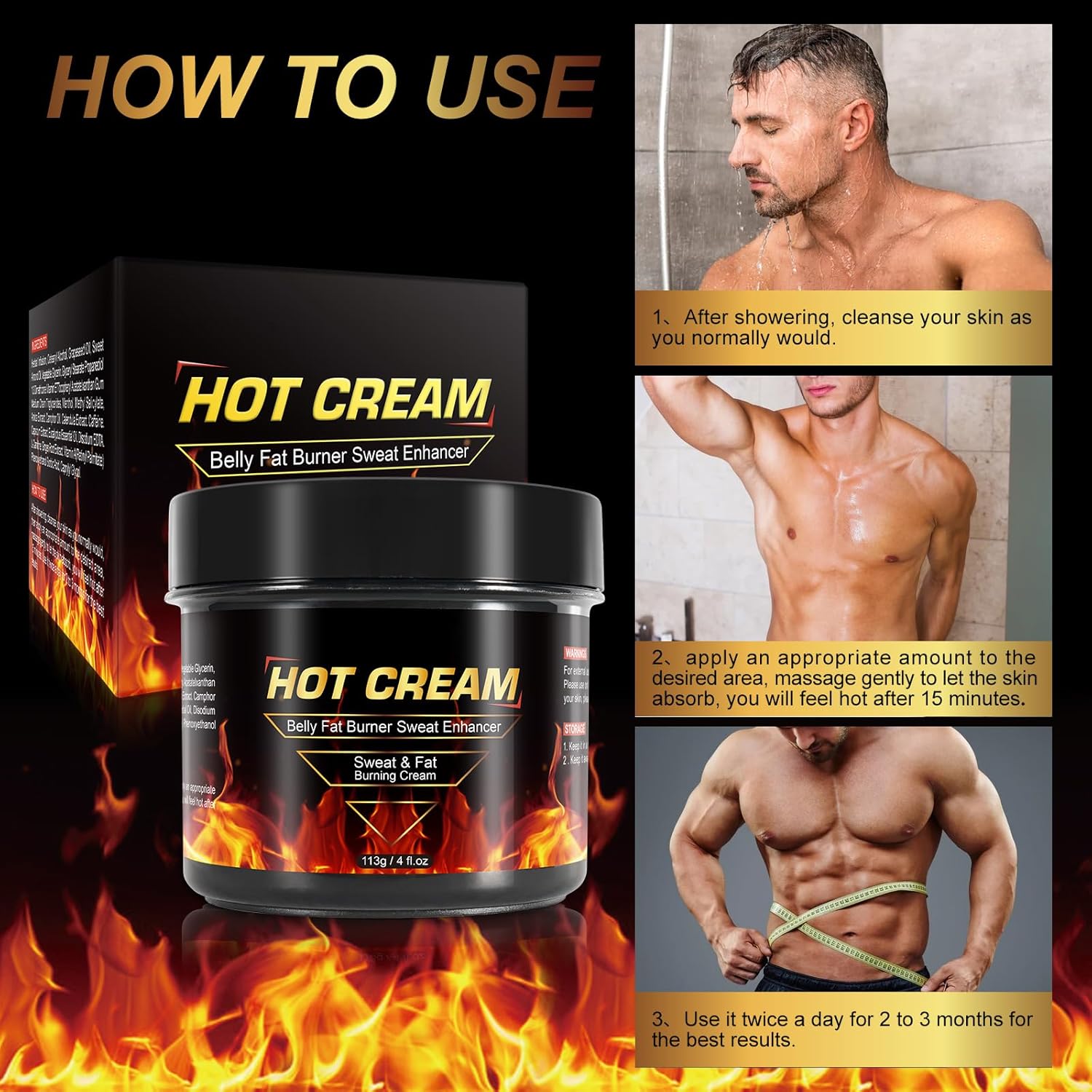 Fat Burning Cream for Belly and Thighs, Natural Sweat Enhancer, 8oz, for Men and Women - Image 4