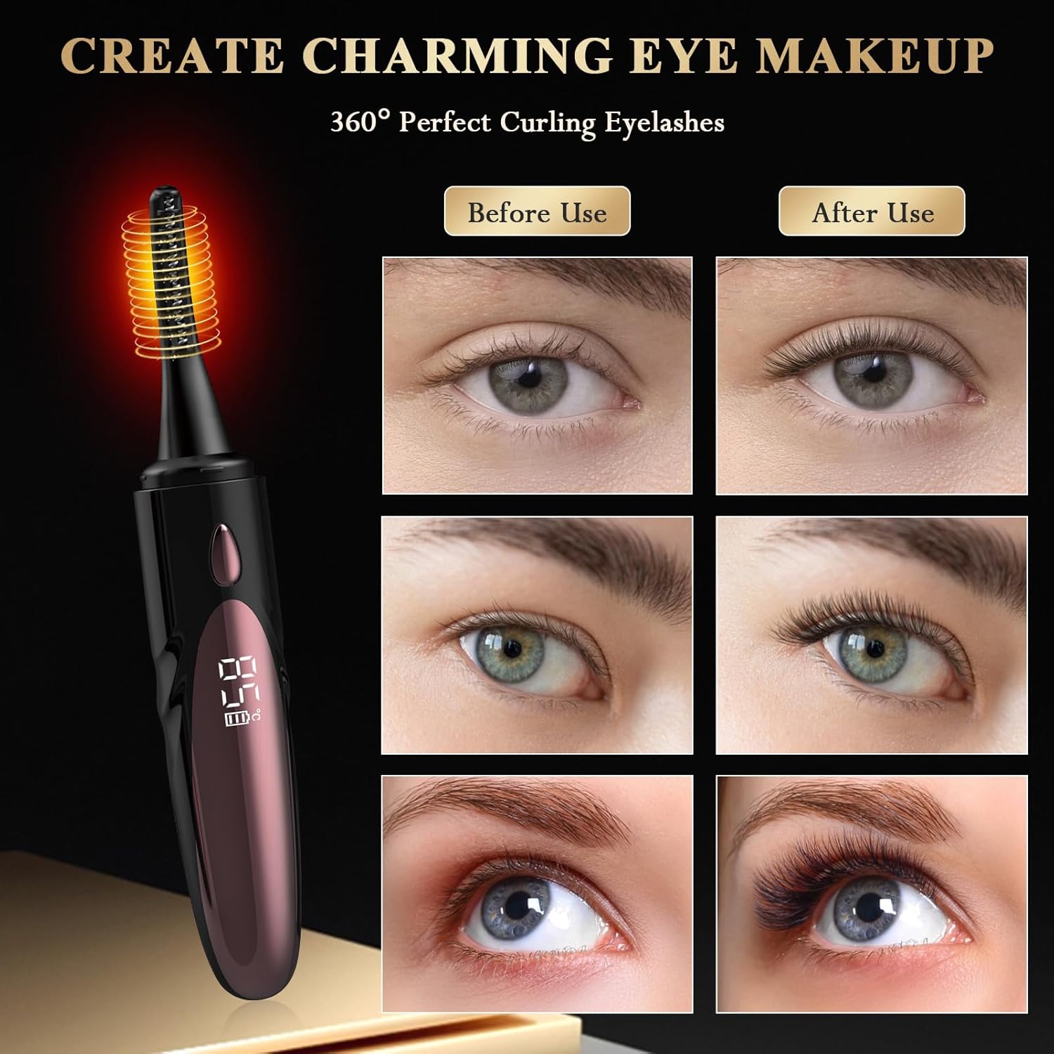 4-Mode Rechargeable Heated Eyelash Curler with Rapid 10s Fast Heat Up - Image 5