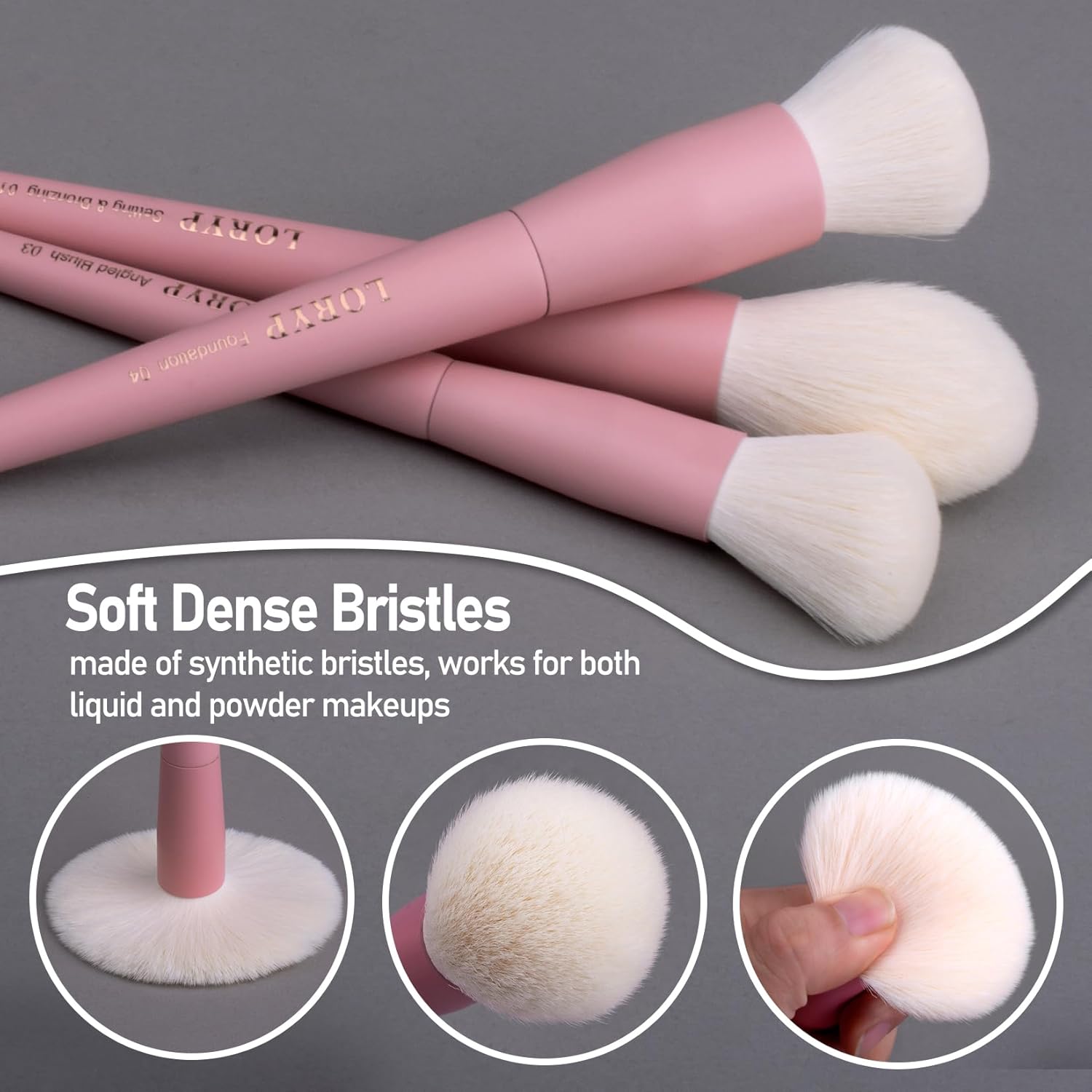 LORYP 18-Piece Pink Makeup Brush Set with Ultra-Soft Hair for Face and Eyes - Image 4