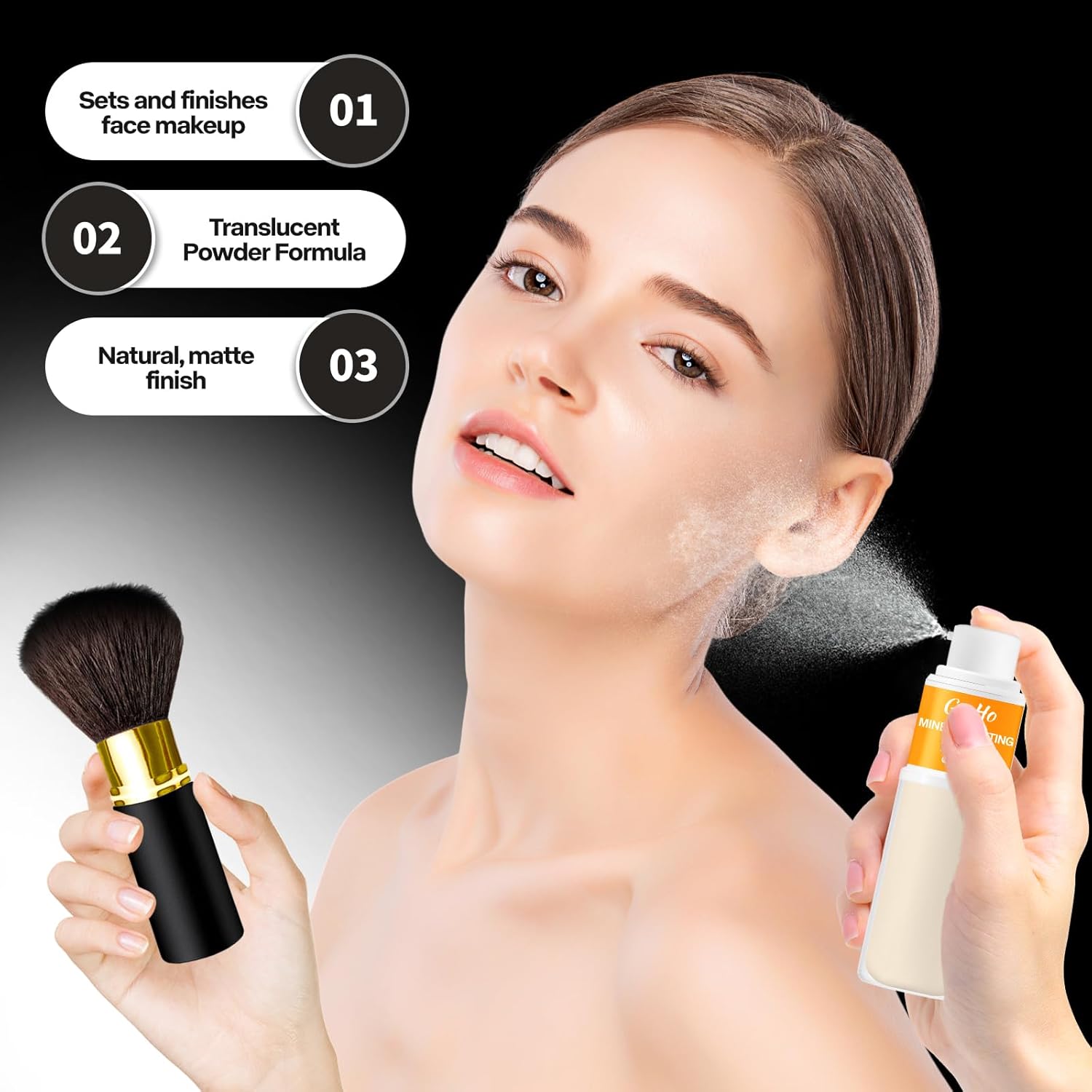 Go Ho SPF 50 Mineral Sunscreen Setting Powder Translucent Natural Matte Finish 0.5 oz - Image 3