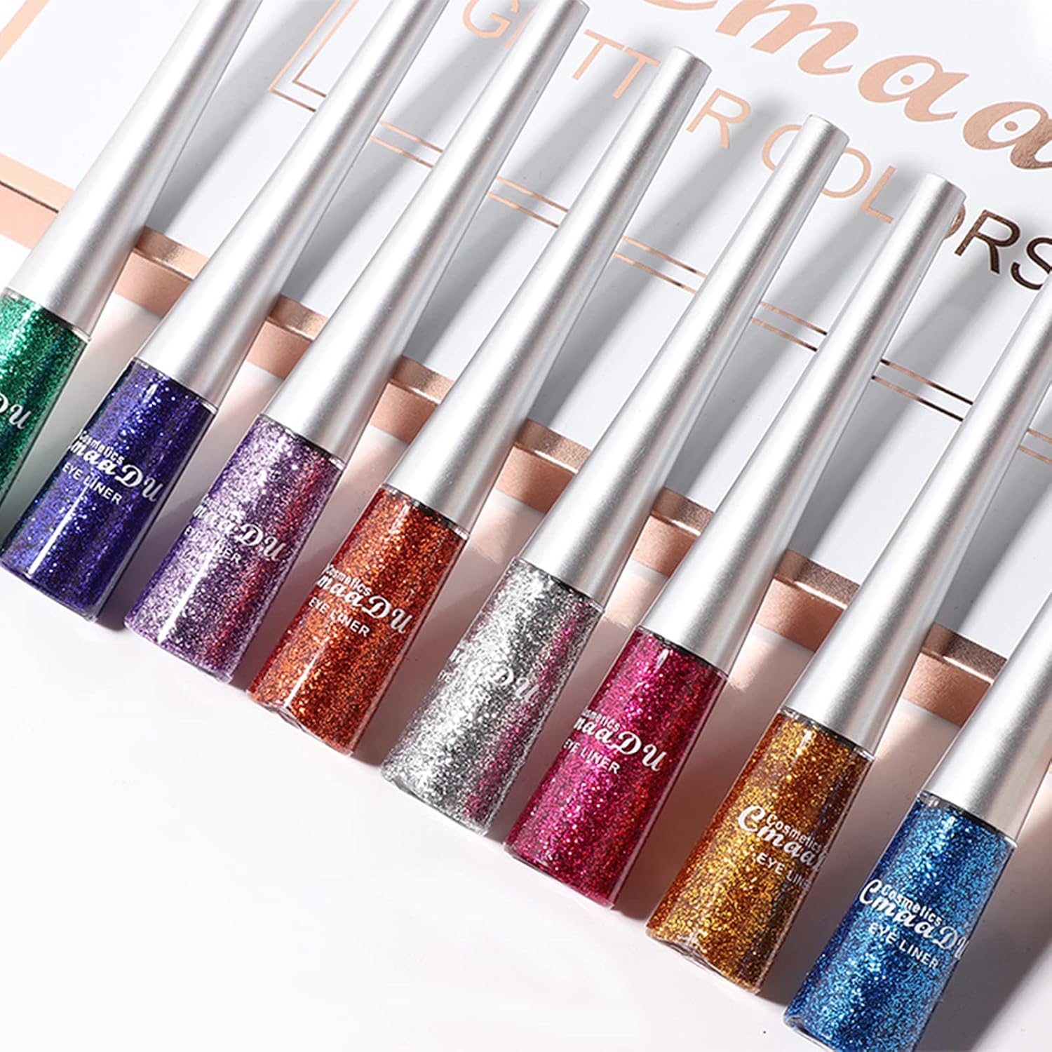 16PCS Liquid Glitter Eyeliner Set with 16 High Pigmented Colors, Waterproof Metallic Shimmer - Image 8