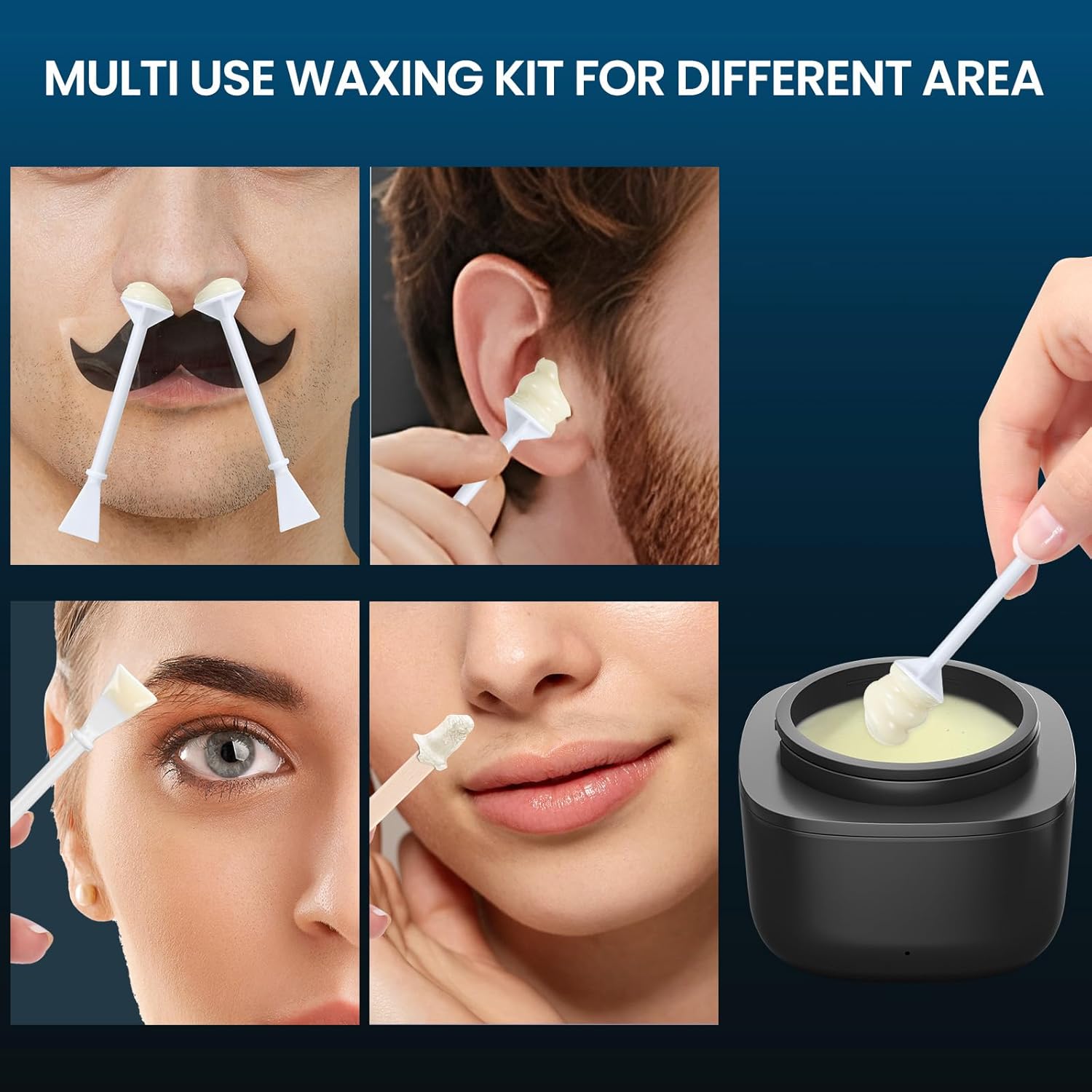 Men's Black Nose Waxing Kit, 100g Wax, 40 Sticks, USB Heating, Complete Set - Image 9