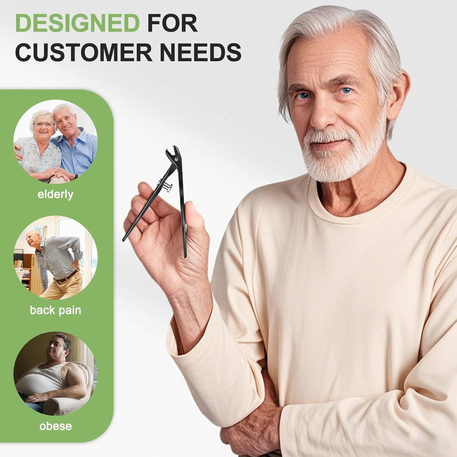 Extra Long Handle Ergonomic Toenail Clipper for Thick Nails, Adult Senior Use - Image 5