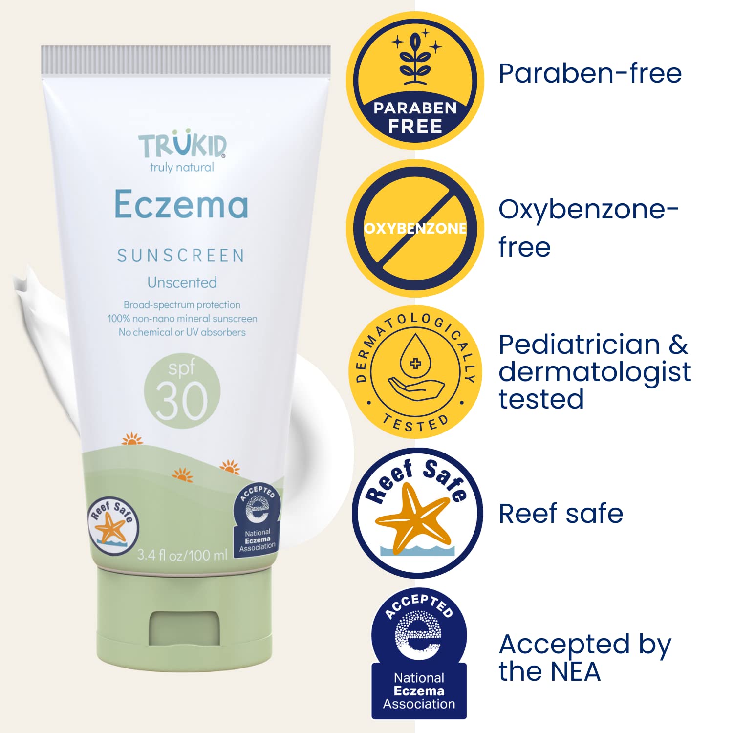 TruKid Eczema SPF30 Unscented 3.4oz Sunscreen Gentle Formula for All Ages - Image 6