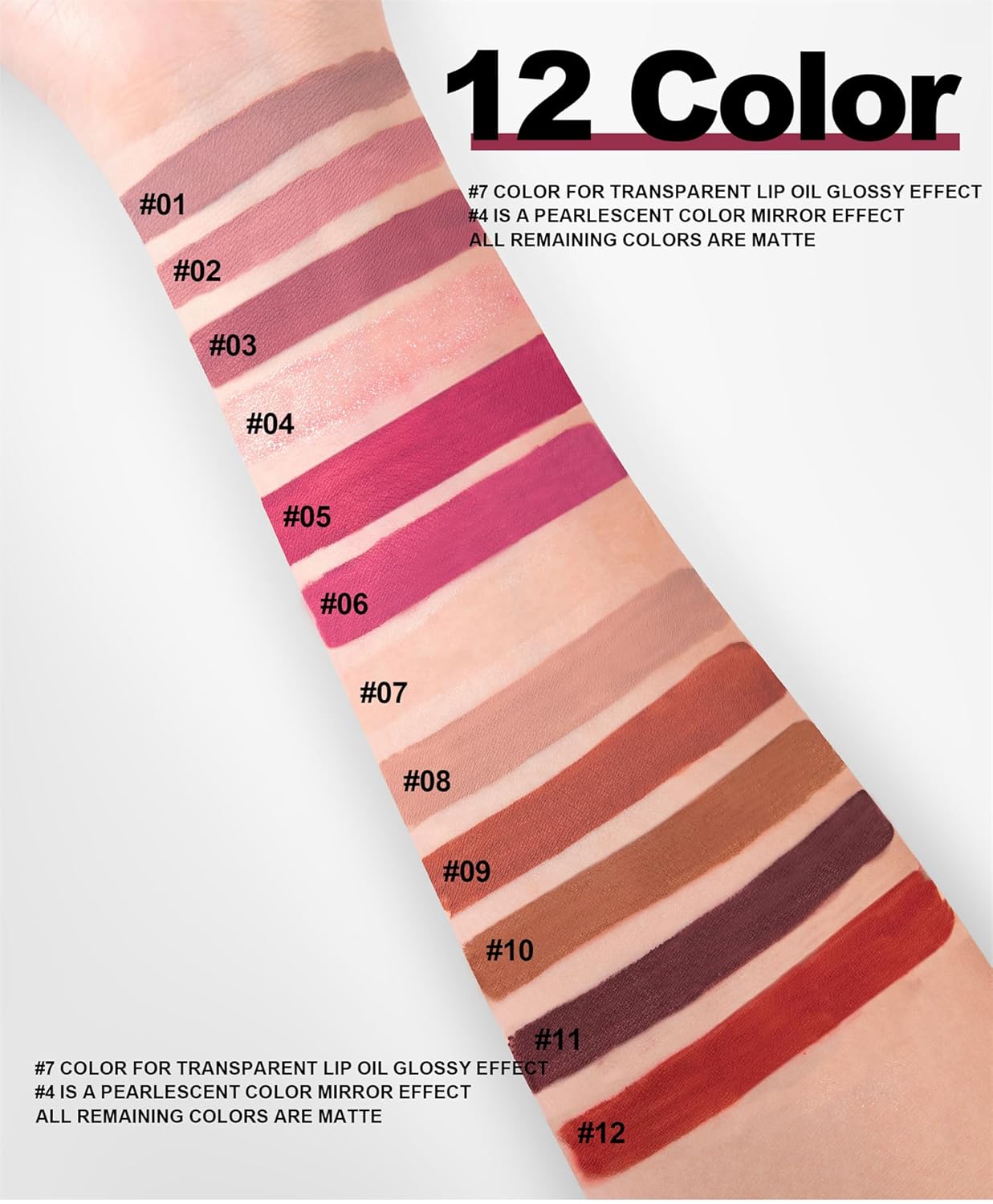 12 Piece Nude Matte Liquid Lipstick Set, Waterproof Long Lasting 24 Hour Wear, 12 Colors - Image 3