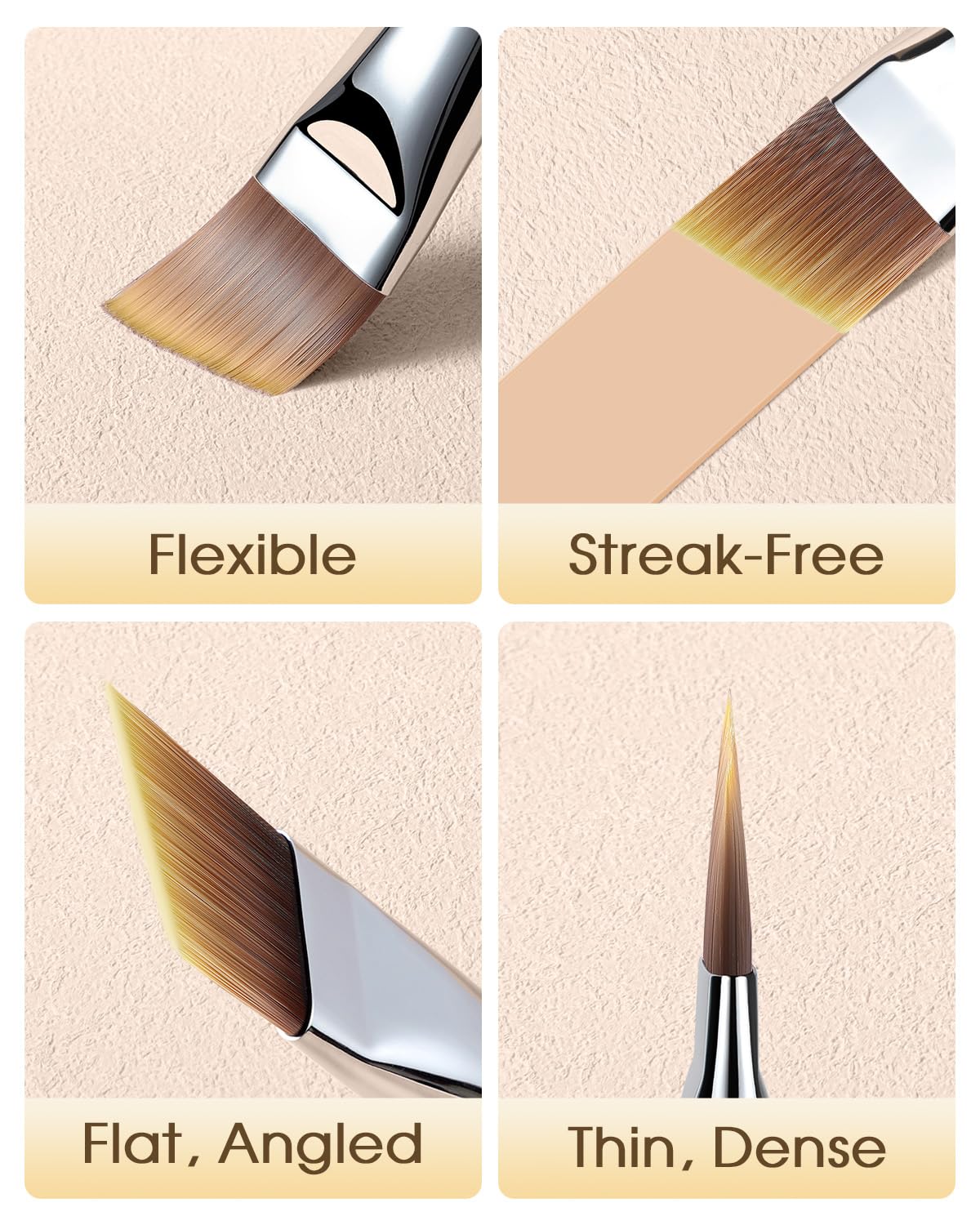 EIGSHOW Vegan Synthetic Bristles Flat Foundation Brush for Liquid and Cream Makeup - Image 2
