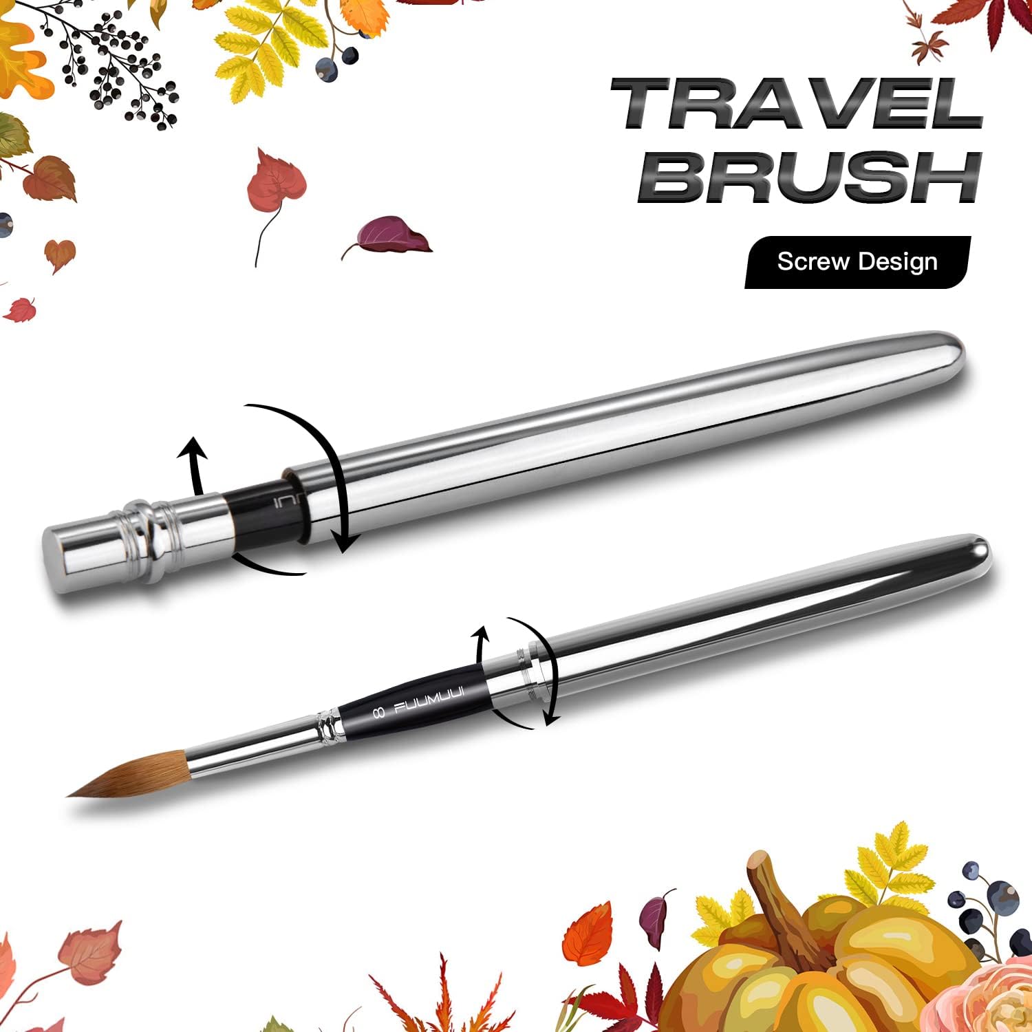 Fuumuui 4 Piece Kolinsky Sable Travel Watercolor Brush Set with Leather Pouch - Image 3