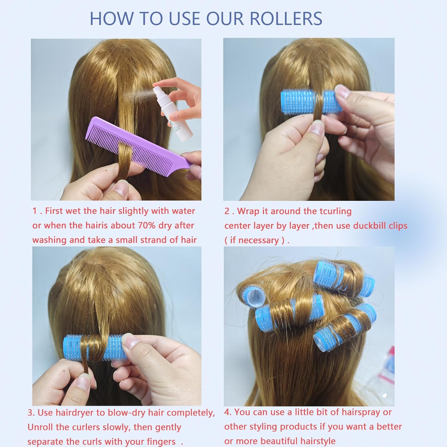 ZMD 18 Piece Small Self-Grip Plastic Hair Rollers 0.8 Inch Diameter for Heatless Curls - Image 5
