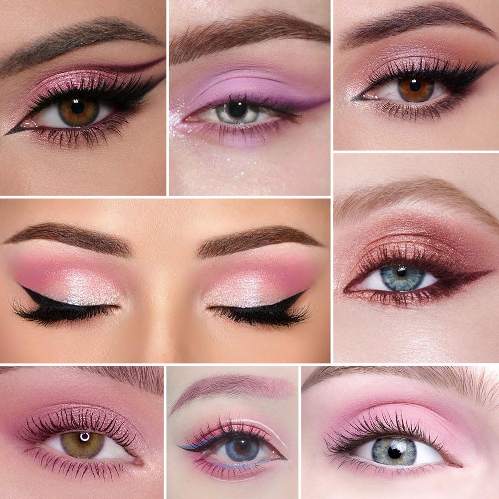 AMY'S DIARY 9 Color Pink Shimmer Waterproof Eye Shadow Palette Matte Glitter - Image 2
