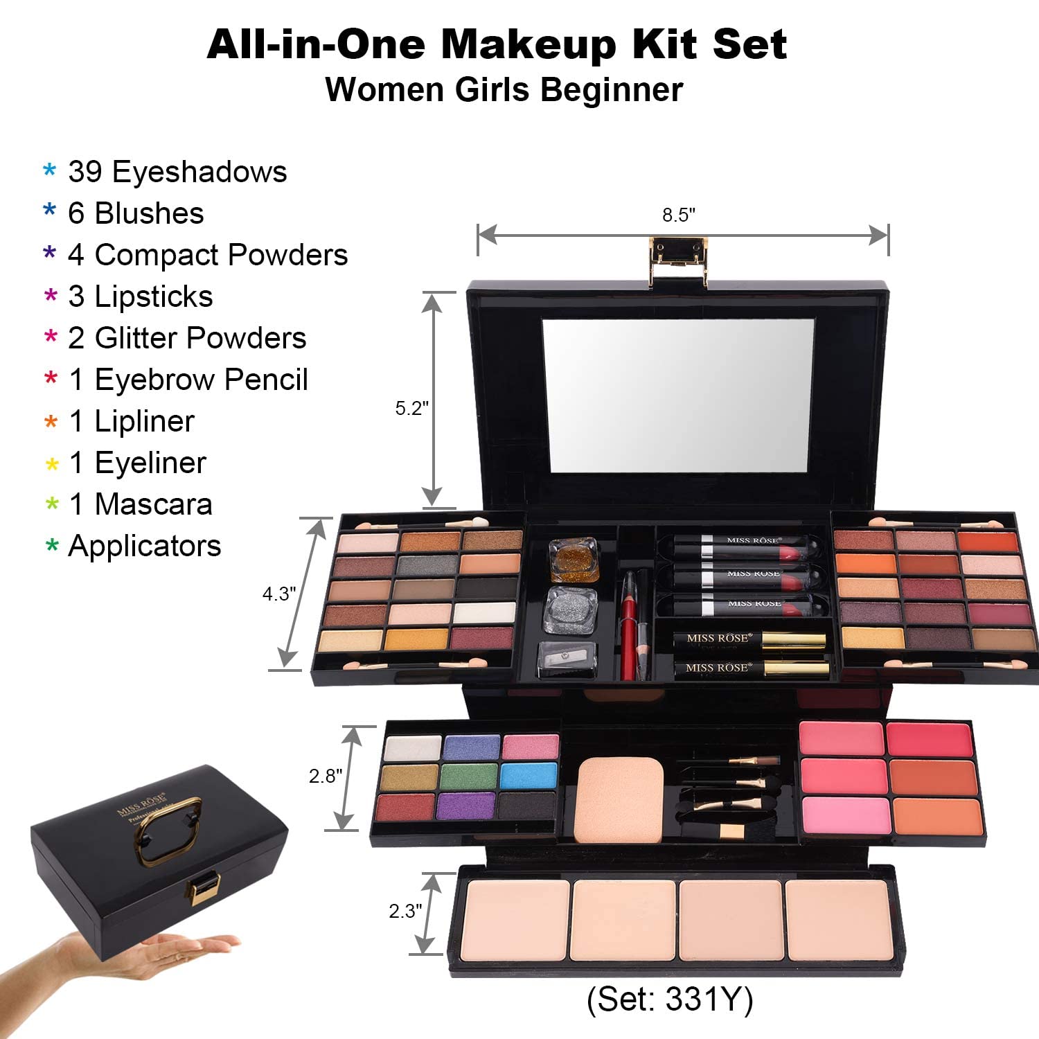 58 Color Professional Makeup Kit Gift Set for Women & Girls Beginners Eyeshadow Blush Lipstick - Image 5