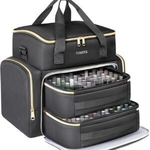 YOREPEK Extra Large Nail Polish Organizer Case Holds 96 to 100+ Bottles (15ml/0.5 fl.oz) UV lamp, Gel Polish Travel Case Bag with 2 Removable Pouches Fits Nail Suppiles, Gift for Manicurist, Grils