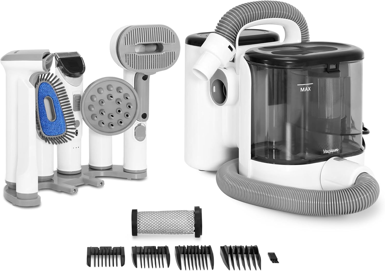 Exacme 7 in 1 Dog Grooming Vacuum & Dryer Grooming Kit, Suction Pet Hair with 2.5L Dust Cup, Adjustable Speed and Temperature Cat Dog Blow Dryer, PV3687