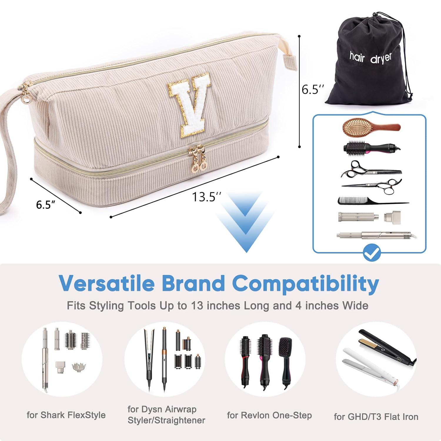 Shark FlexStyle/SmoothStyle Personalized Double-Layer Travel Hair Dryer Organizer Case - Image 4