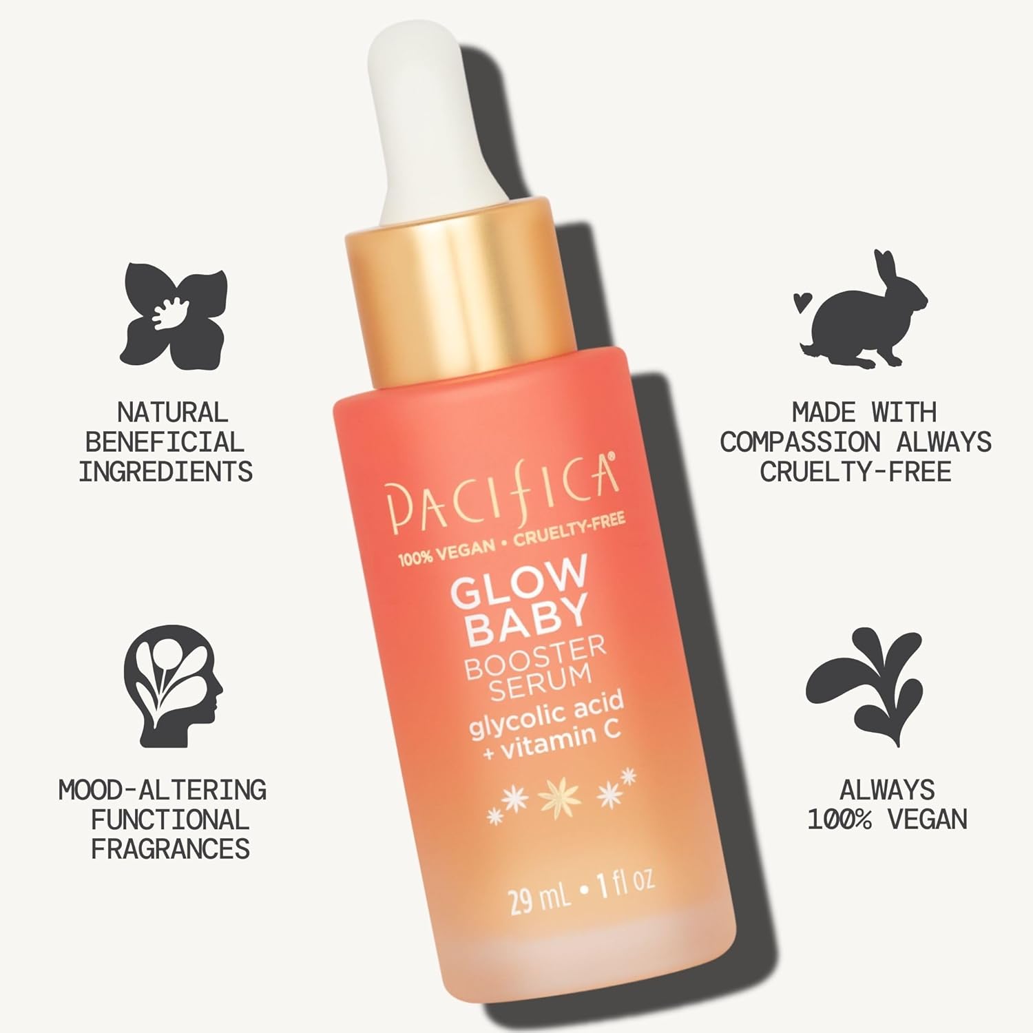 Pacifica Glow Baby Booster Vitamin C Face Serum 1 oz with Glycolic Acid Fragrance-Free Vegan - Image 10