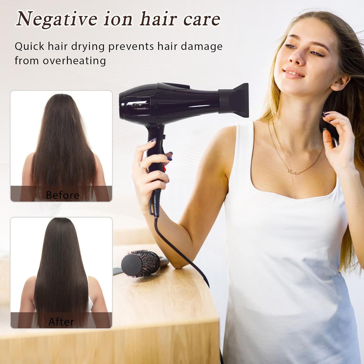 Professional 3500W Ceramic Tourmaline Ionic AC Motor Hair Dryer with Attachments - Image 7